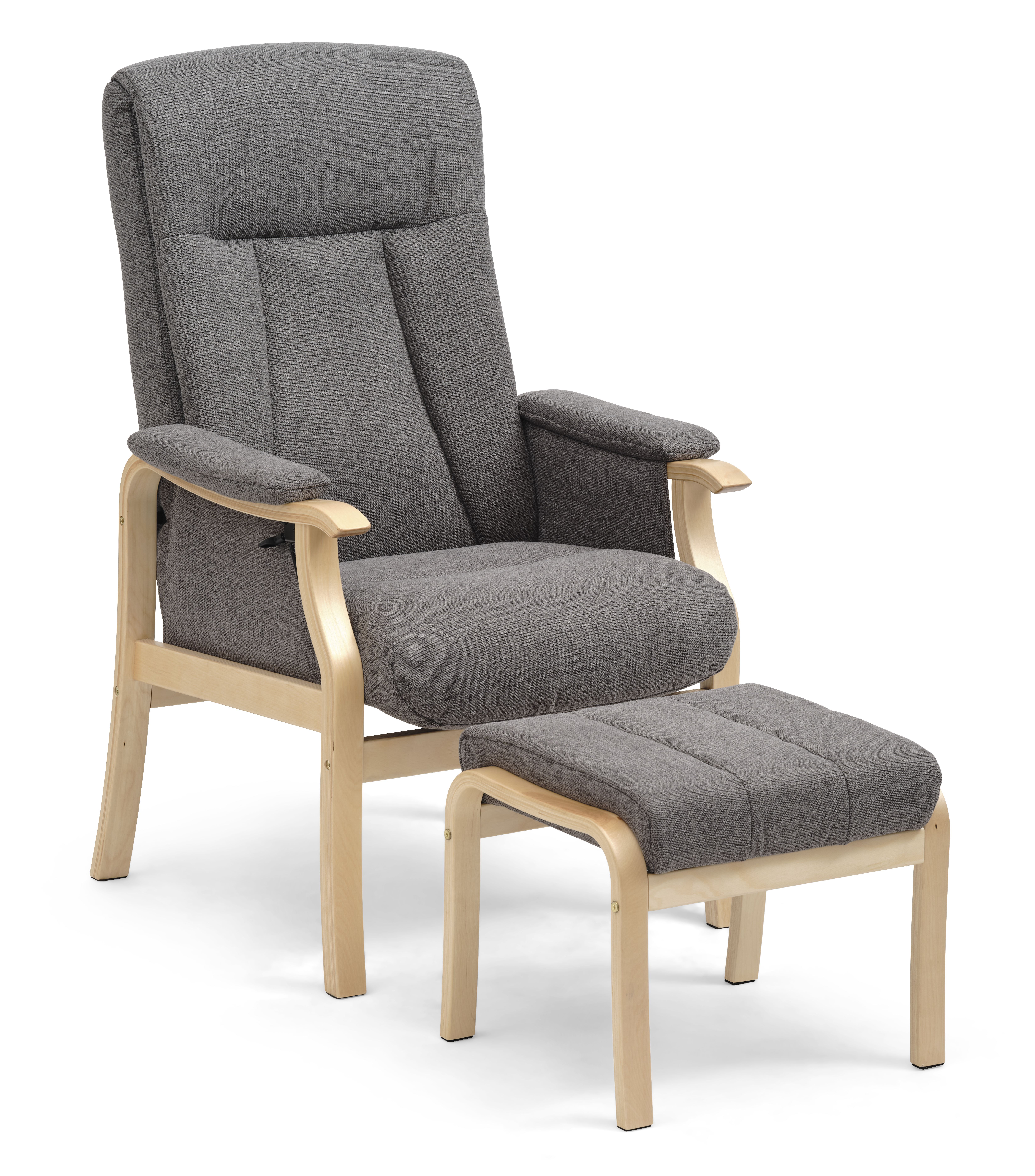 Grå (antracitgr Oxford Recliner Inkl Fodskammel Antracitgrå Polyester Stof Natur Træ Lexpo Living Lænestol - 5715249030743