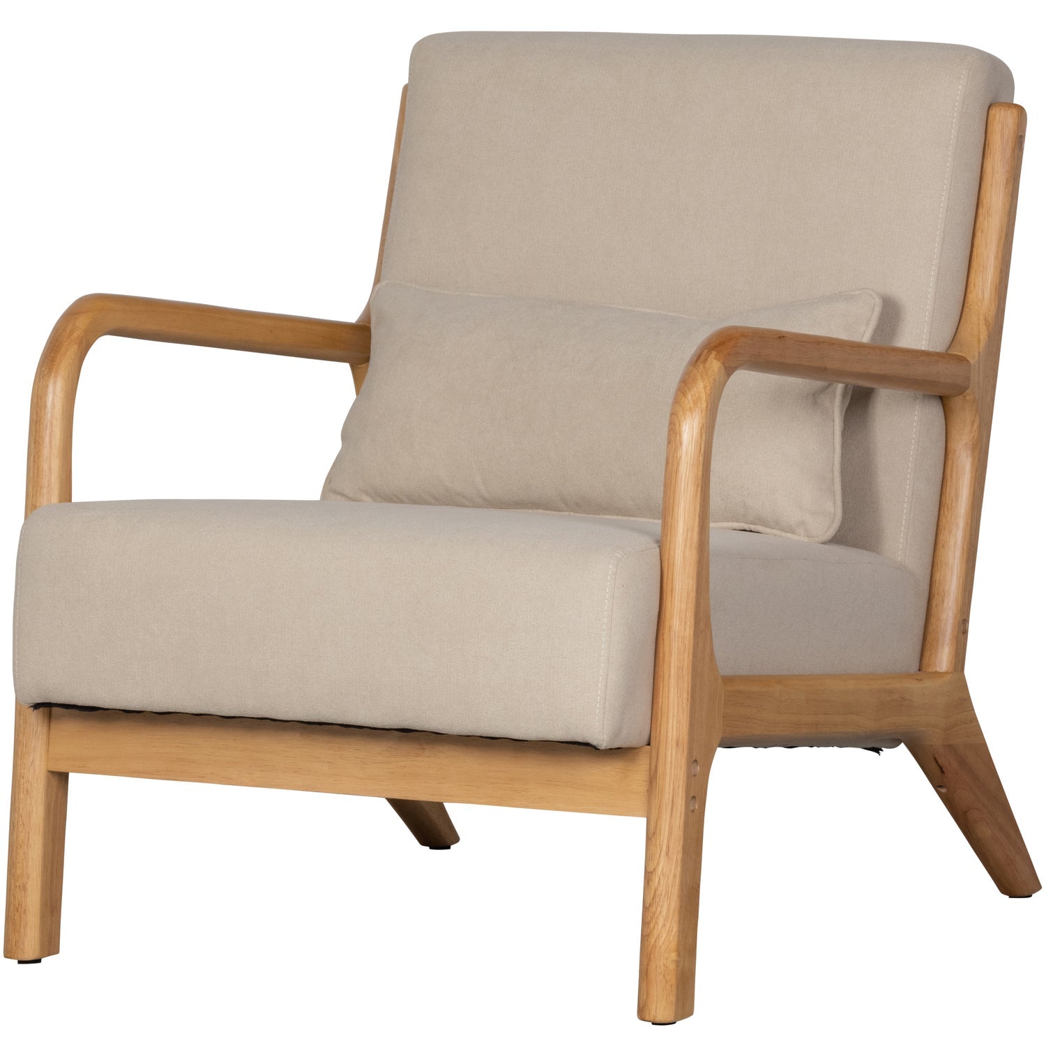 Mark Vævet Stof Naturel 75x67x82 Woood Lænestol - 8714713153299