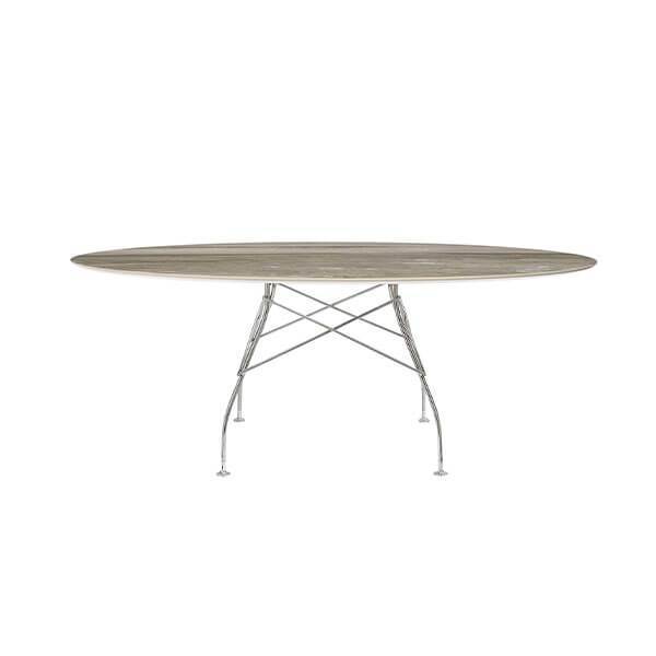 Glossy 192x118 Tropical Grey Krom Stel Kartell Spisebord - 8058967294071