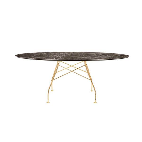 Glossy 192x118 Brown Emperador Guld Stel Kartell Spisebord - 8058967294194