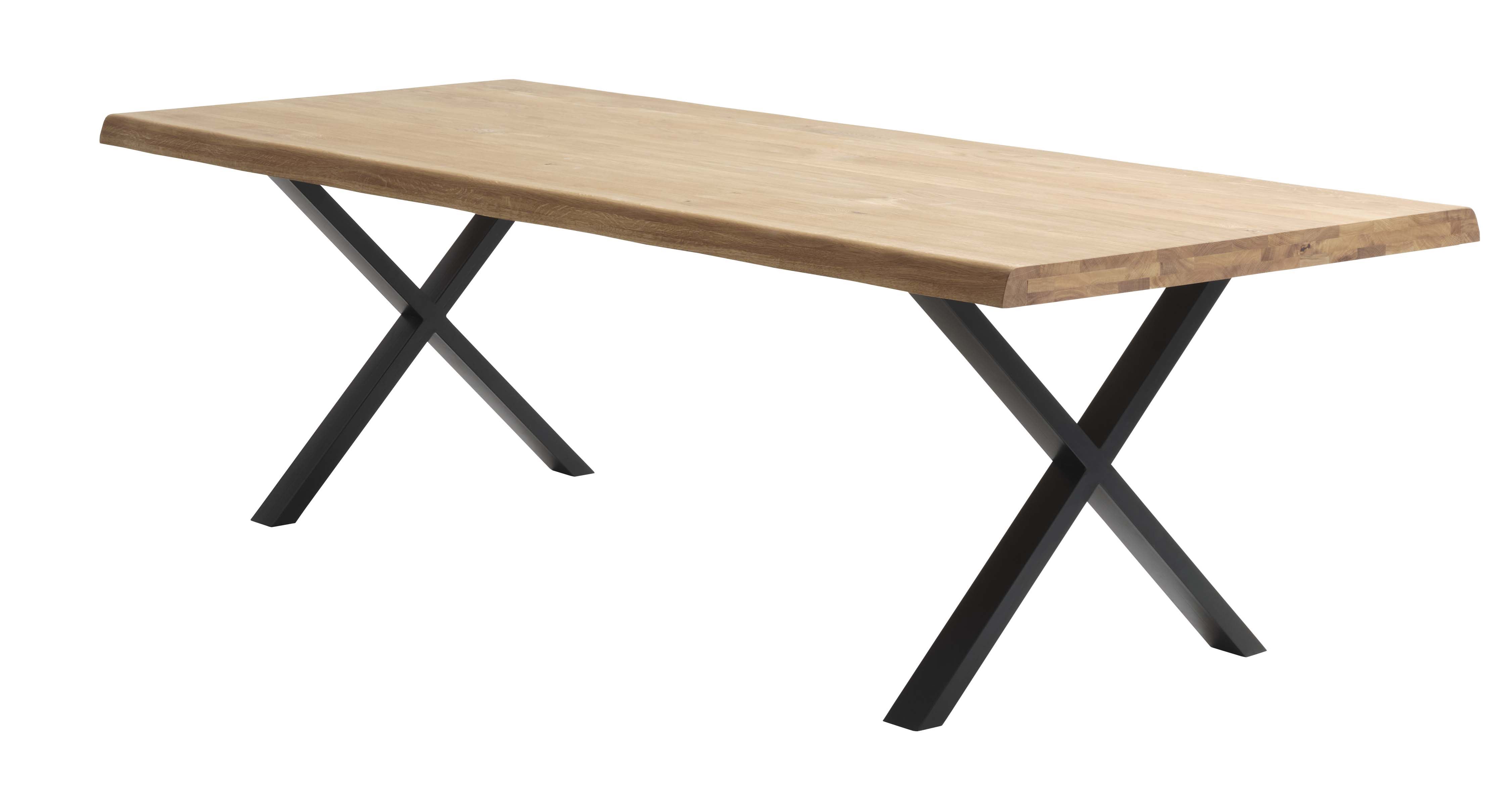 Sort Atlantic Med Bølget Kant Udtræk Natur Egetræ Metal 100x260 Lexpo Living Spisebord - 5715249033140