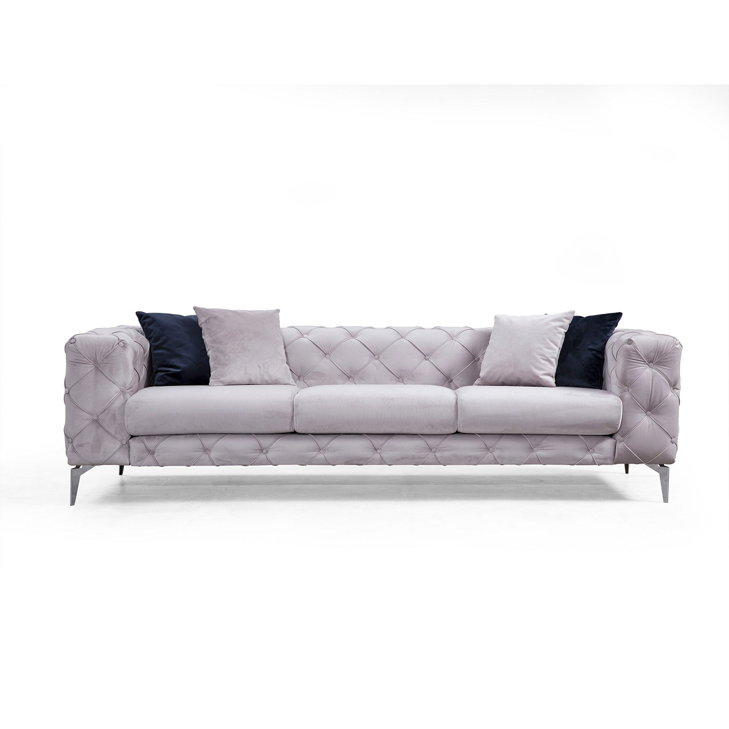 Grå Como Pers Lyse Polyester Stof Forkromet Metal NordvÄrk Sofa - 8681875825541