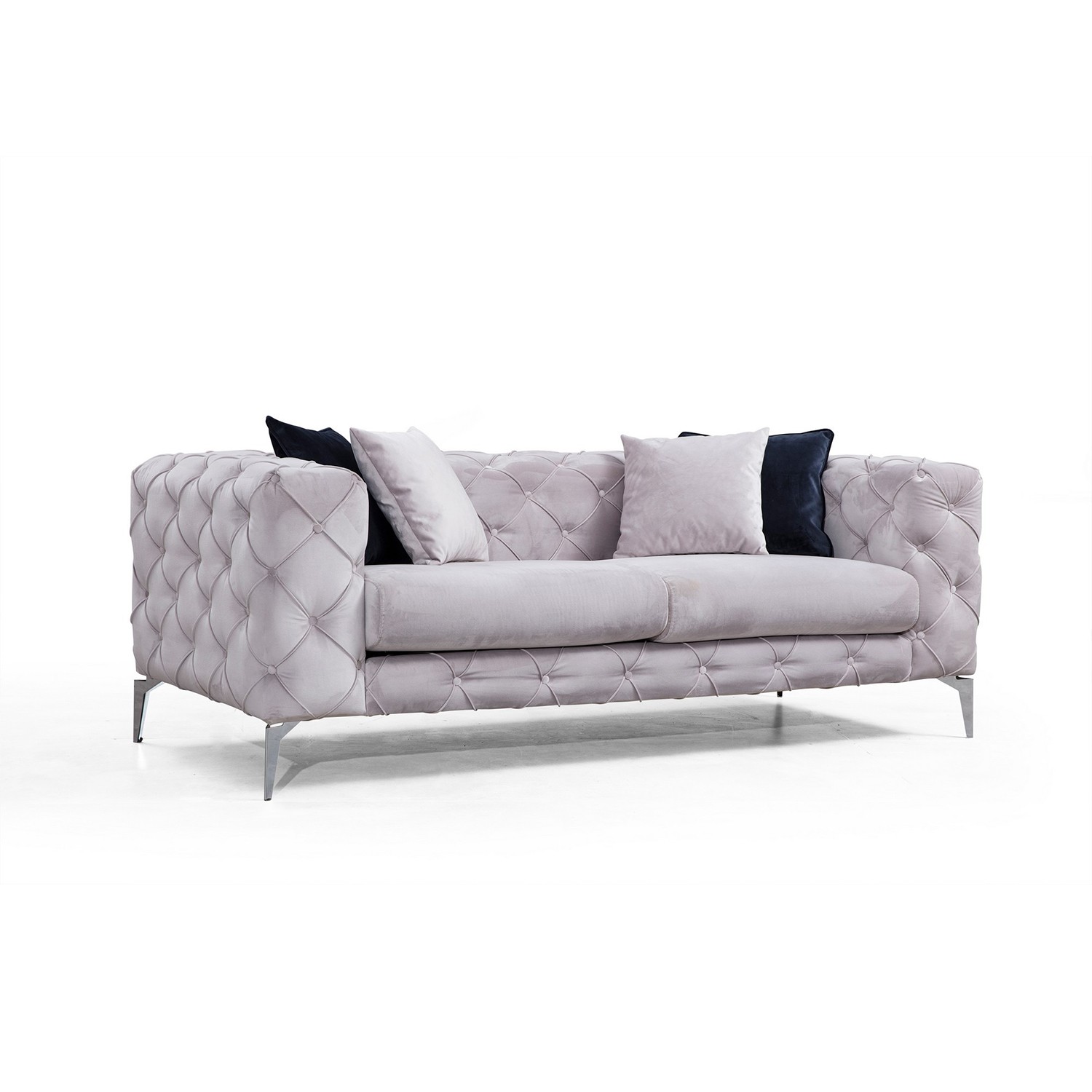 Grå Como Pers Lyse Polyester Krom Metal NordvÄrk Sofa - 8681875825558