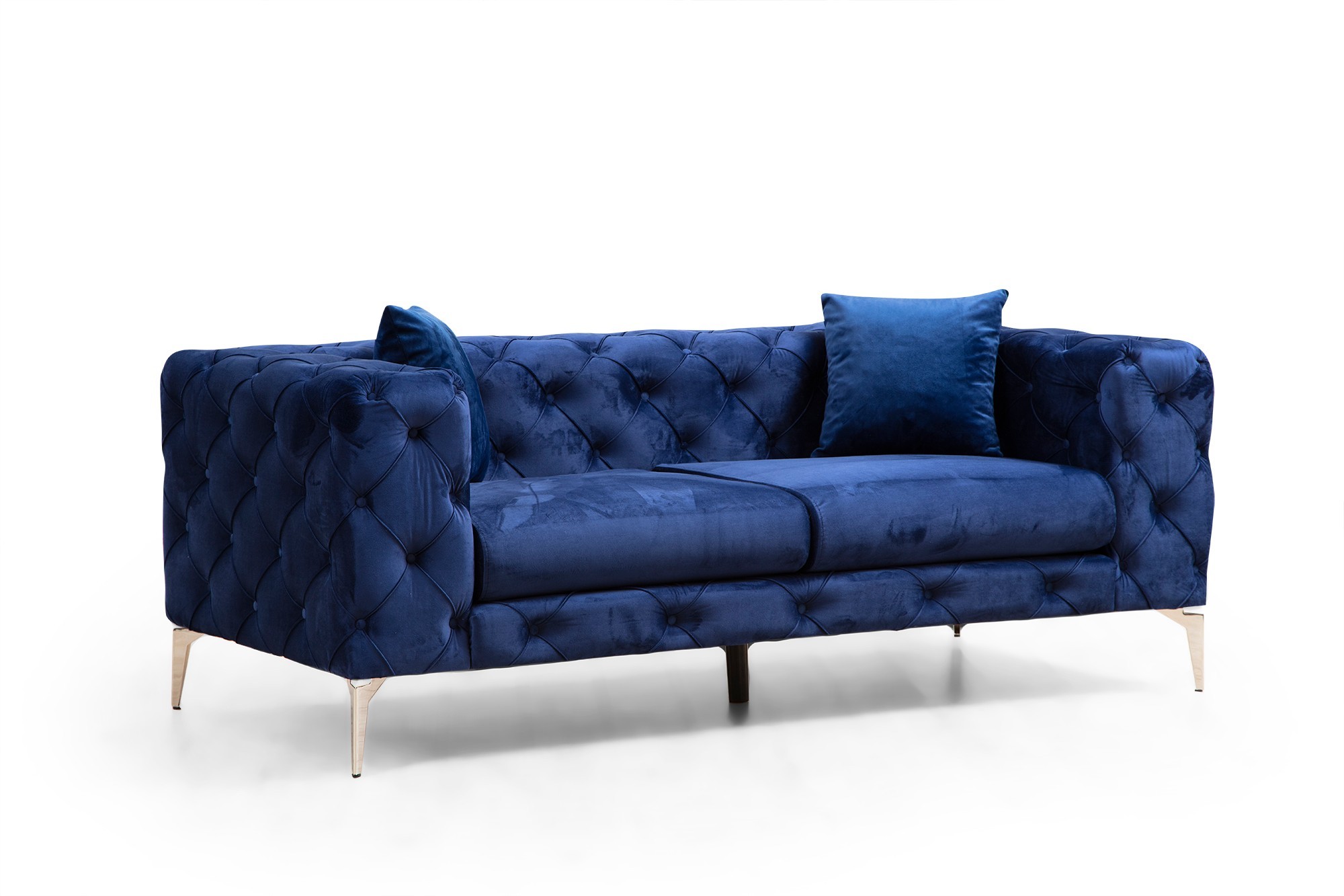 Blå Como Pers Marine Polyester Krom Metal NordvÄrk Sofa - 8683342529051