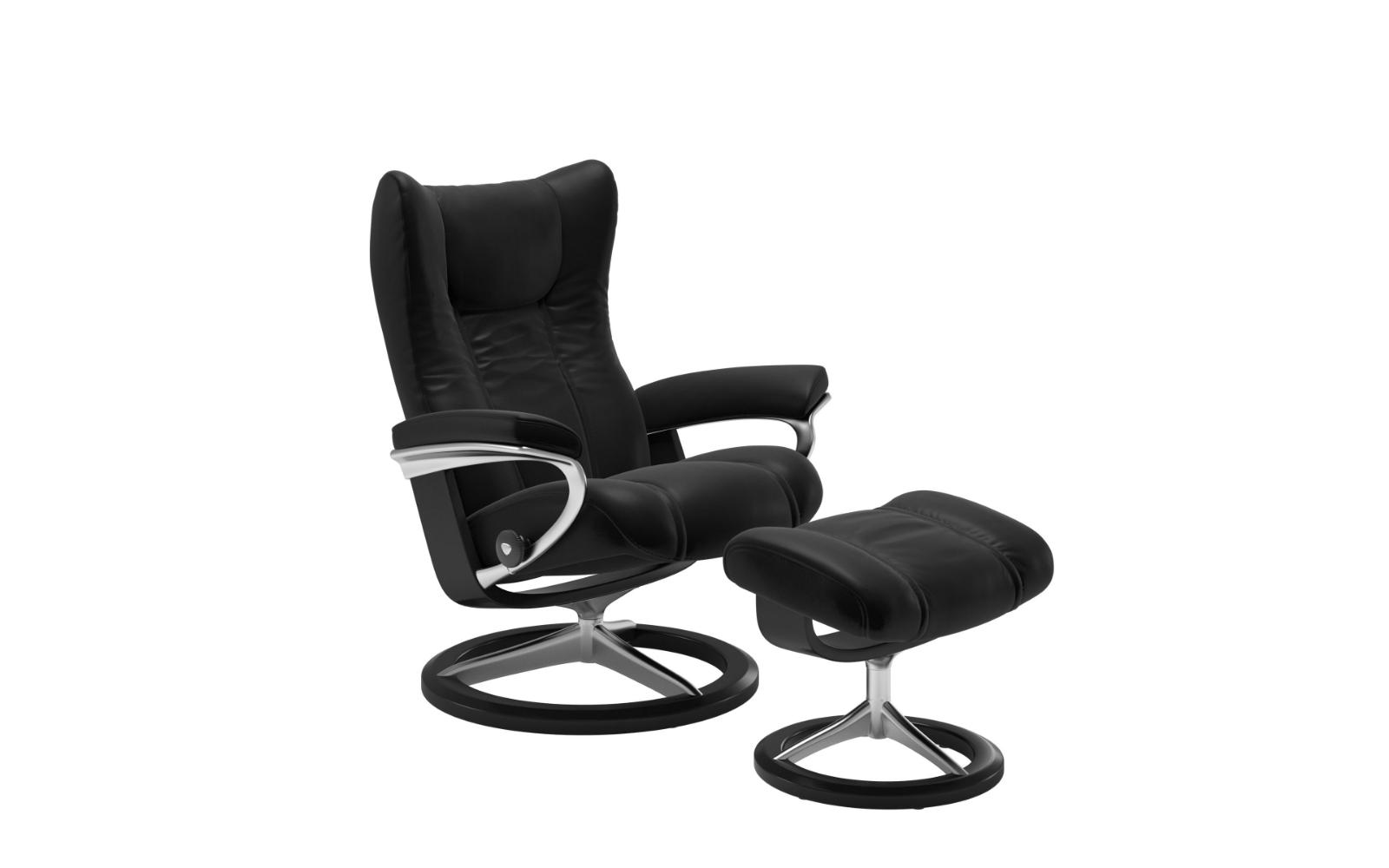 Sort Wing Fodskammel Med Signature Stressless Lænestol
