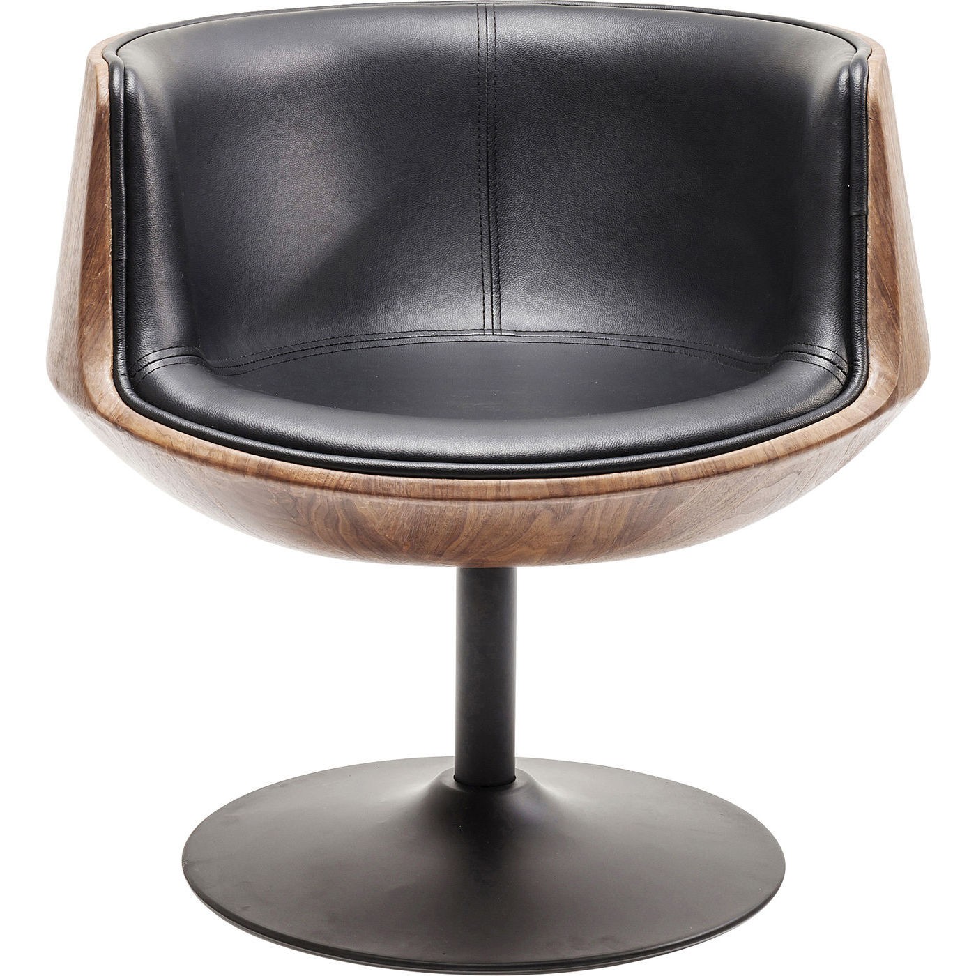 Sort Swivel Club Valnød Kunstlæder Stålstel Drejefunktion Kare Design Lænestol - 4025621829942