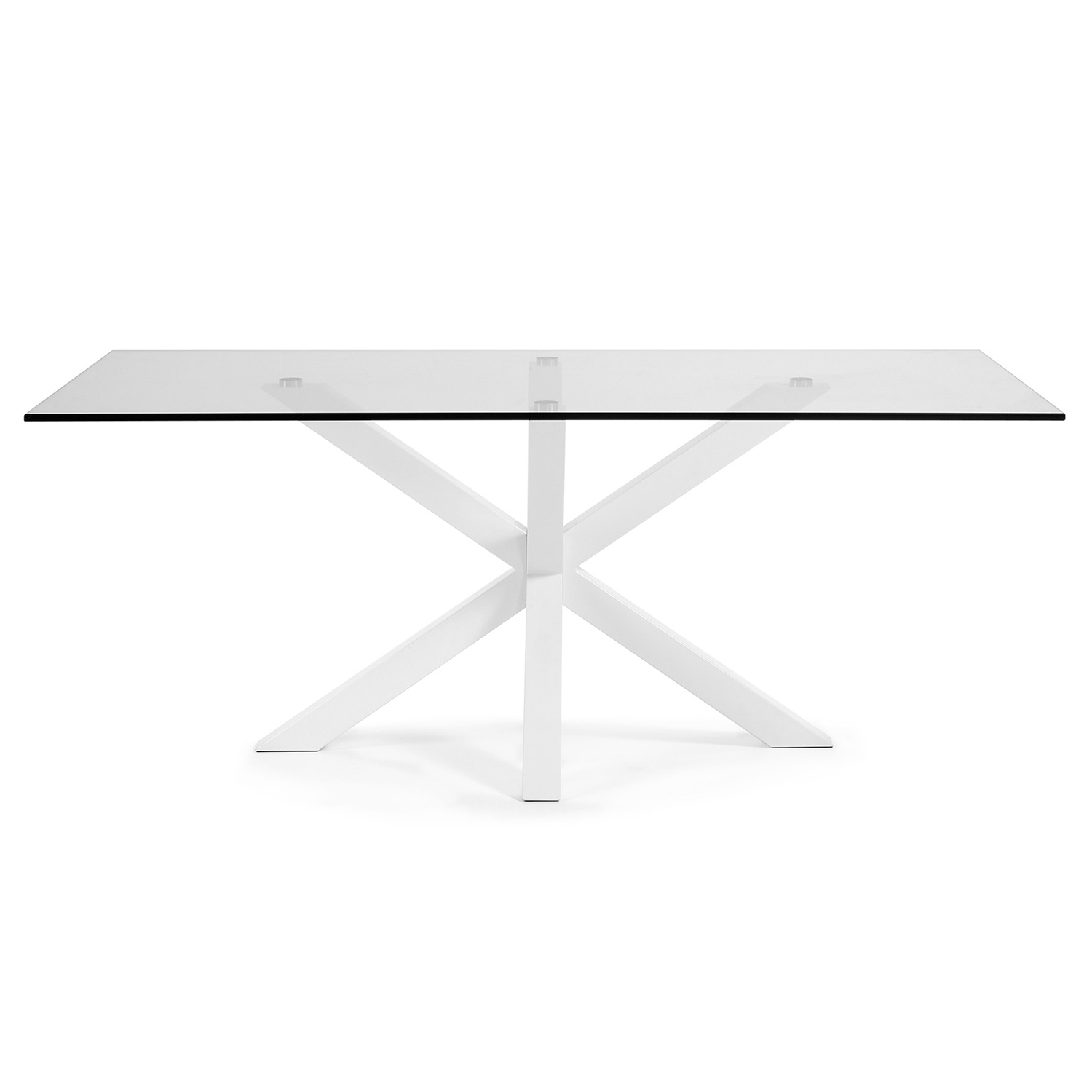 Hvid Arya Klar Glas Stål 200x100 Kave Home Spisebord - 8433840272061