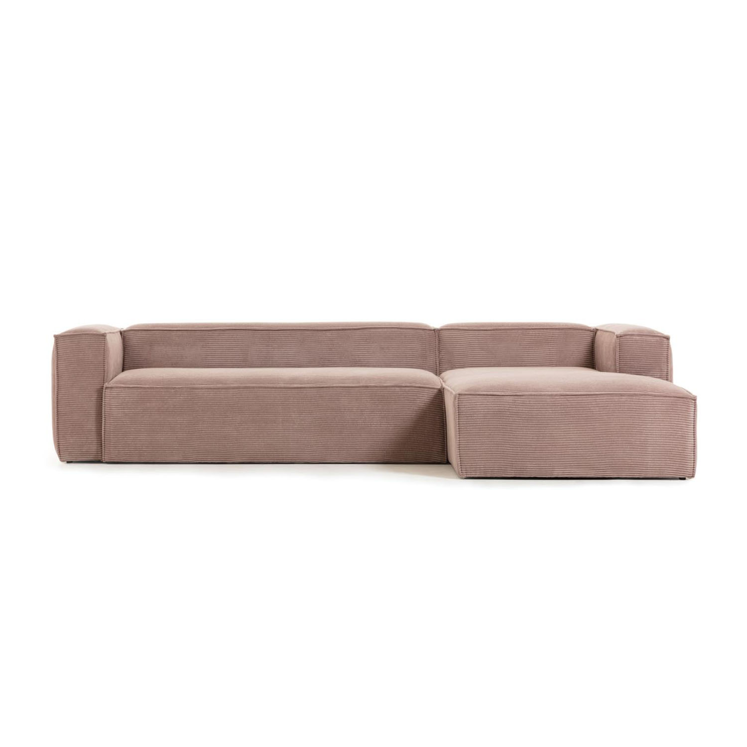 Lyserød Blok Pers Højre Chaiselong Fløjl Kave Home Sofa - 8433840569734