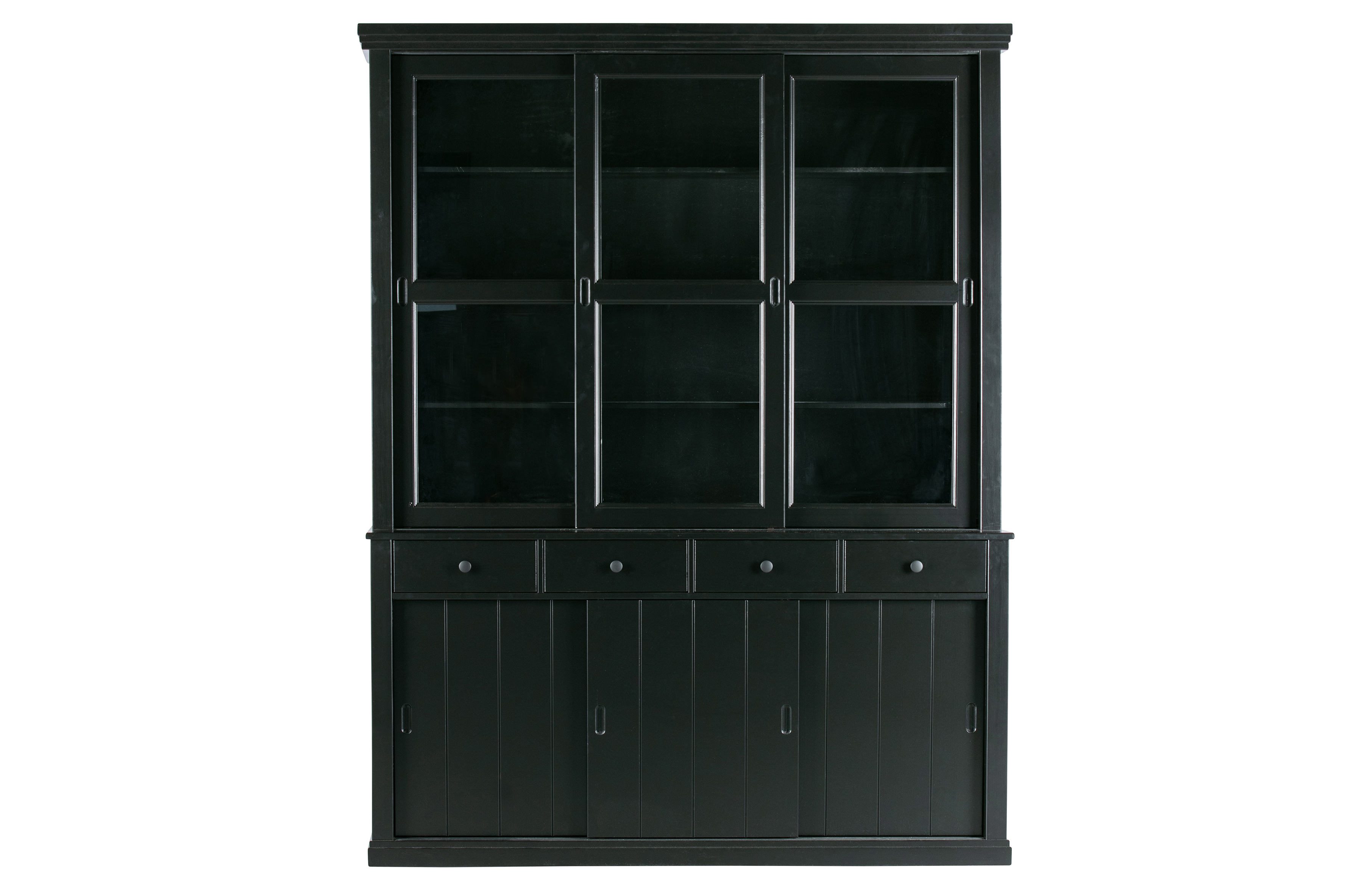 Sort Lagos Skydelåger Skuffer Glas Fyrretræ Woood Vitrineskab - 8714713119592