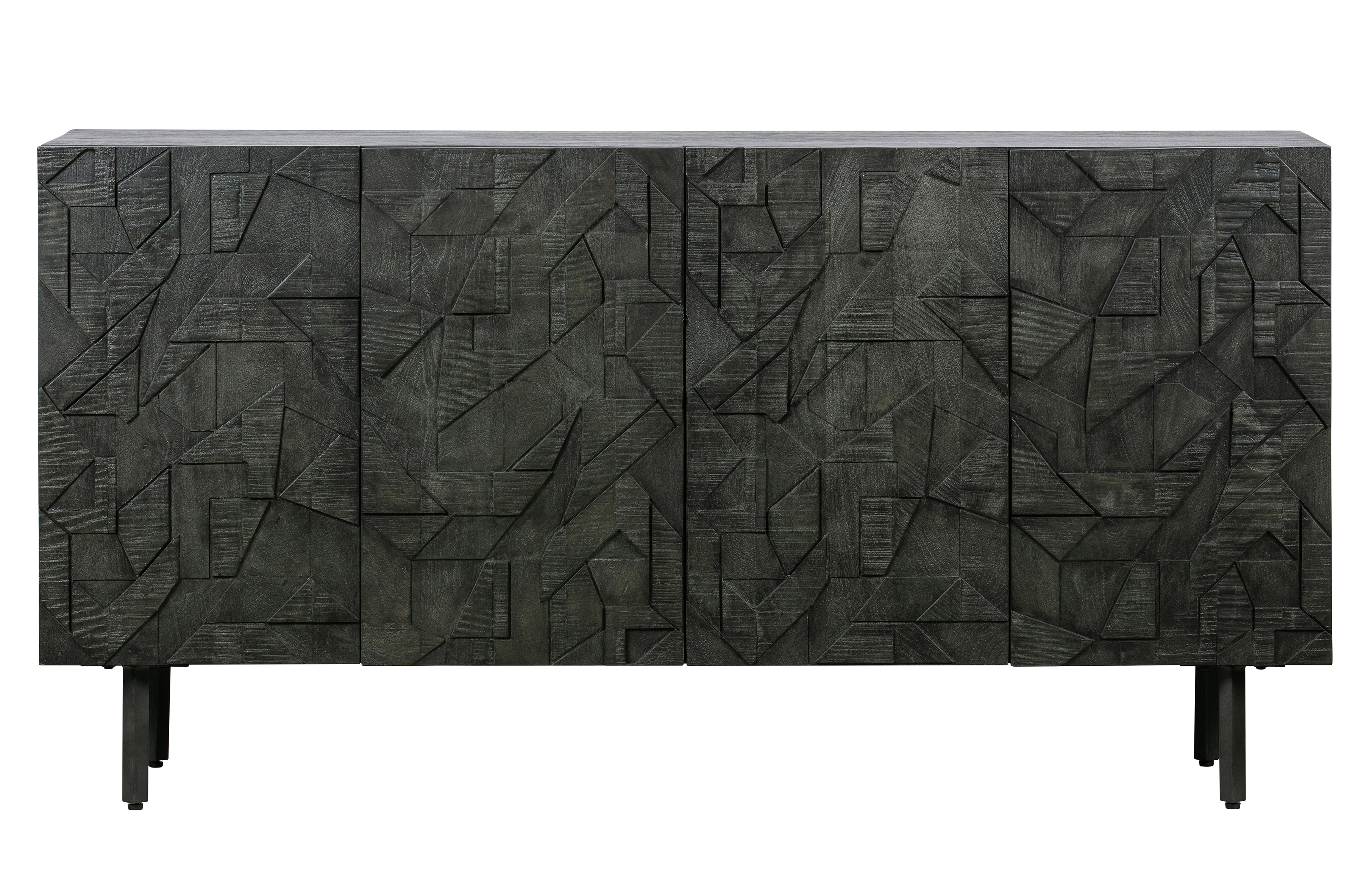 Sort Counter Låger Hylder Mangotræ Metal Woood Skænk - 8714713134342