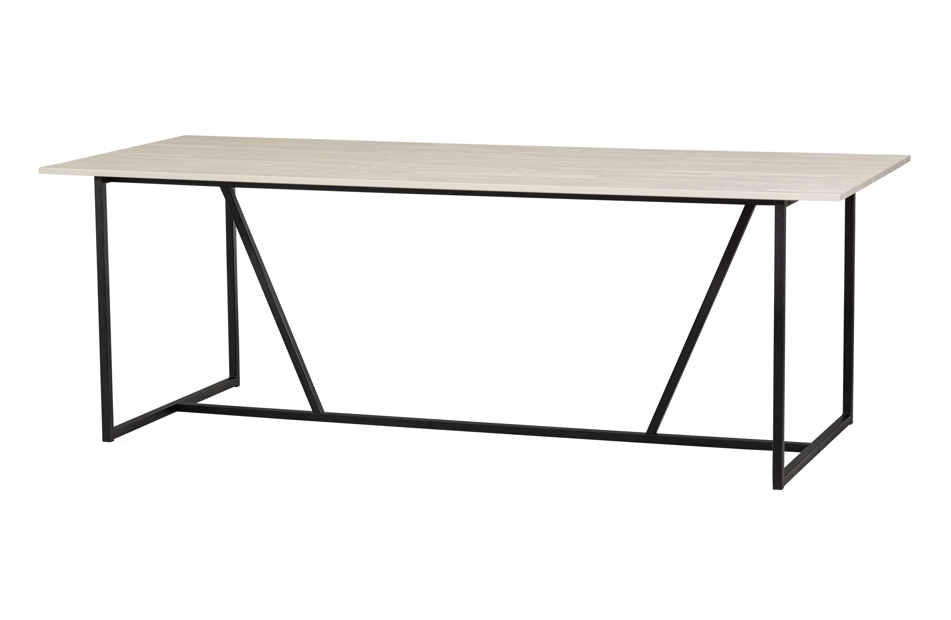 Grå Exclusive Silas Rektangulær Dust Sand Børstet Asketræ Metal 220x90 Woood Spisebord - 8714713184989