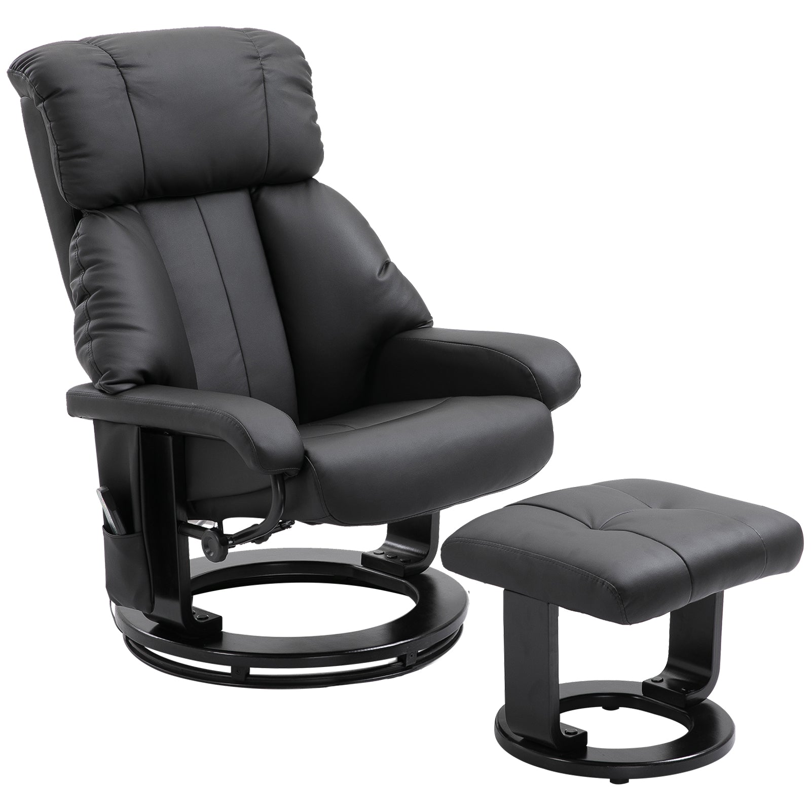 Sort Med Fodskammel Massagestol Med Lænefunktion Elektrisk Med Fjernbetjening Stol Med Sidelomme Kunstlæder Aosom Lænestol - 4251774921053