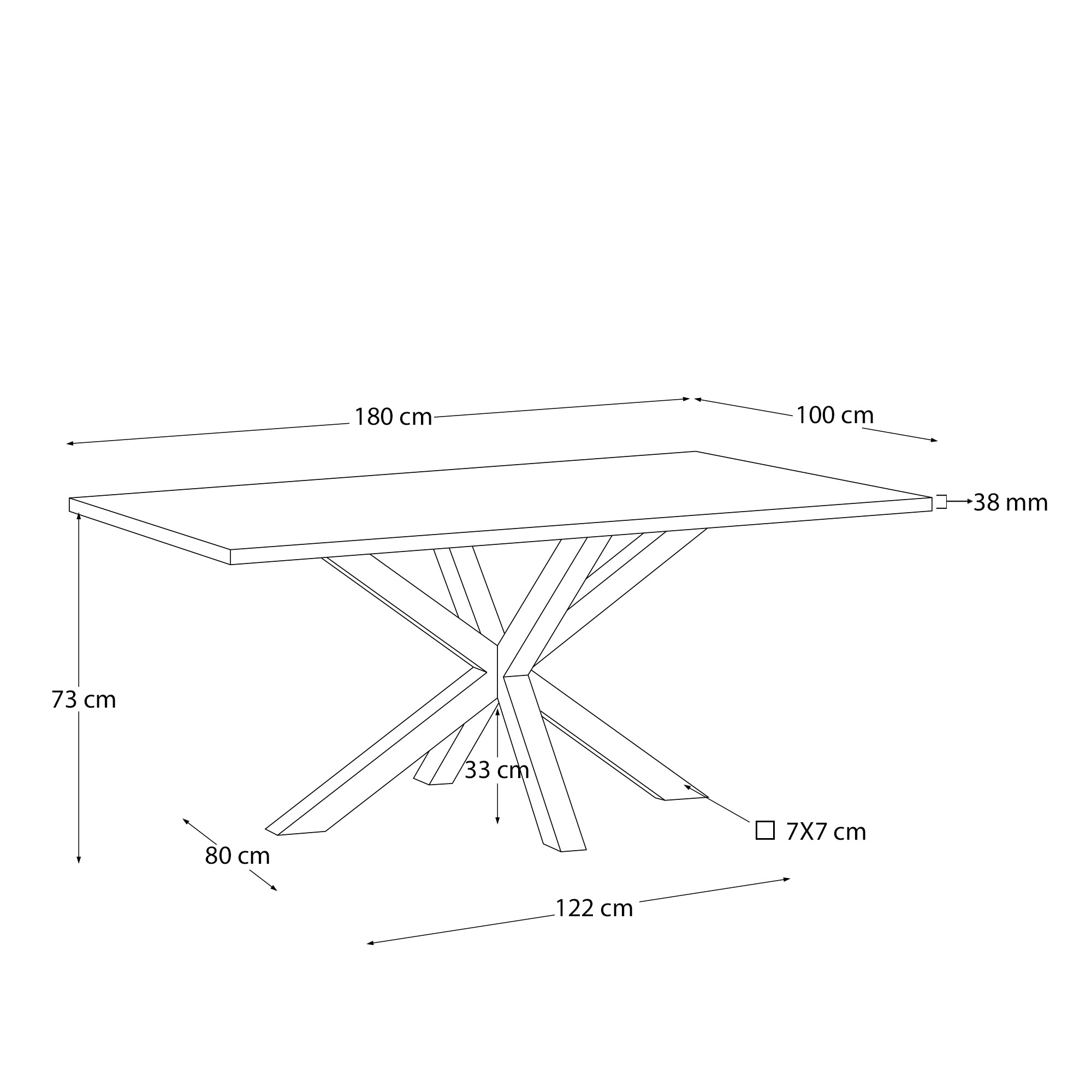 Argo Rektangulær ældet Finish Egefinr Stål Med Træfinish 180x100 Kave Home Spisebord - 8433840969572