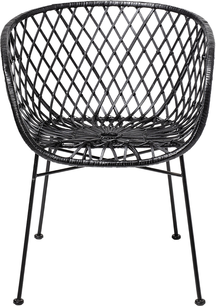 Sort Loungestol Cozy Flettet Rattan Med Metalben Bloomingville Lænestol - 5711173214167