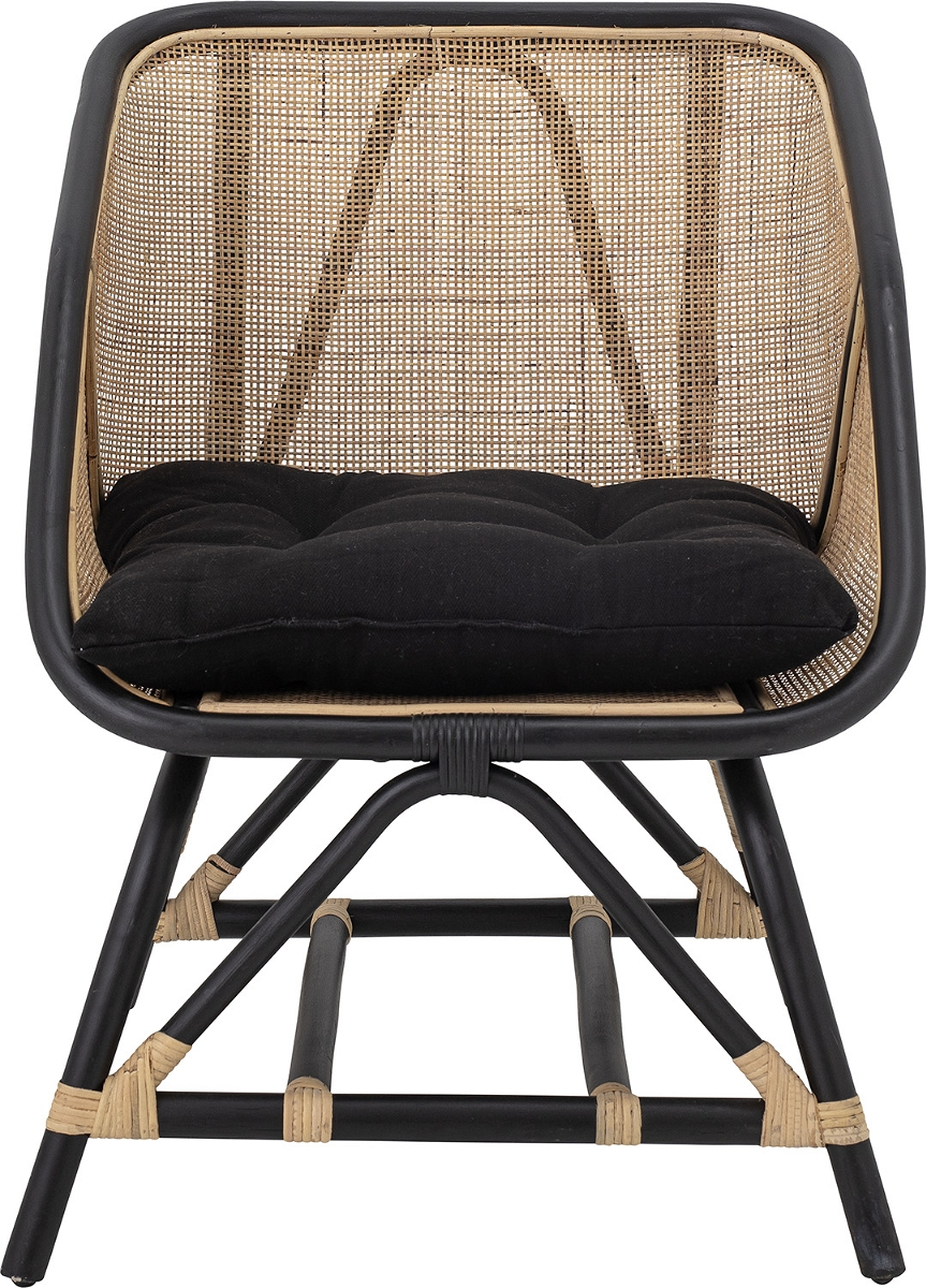 Sort Loungestol Loue Naturlig Rattan Med Hynde H80 B65 L71 Bloomingville Lænestol - 5711173273447