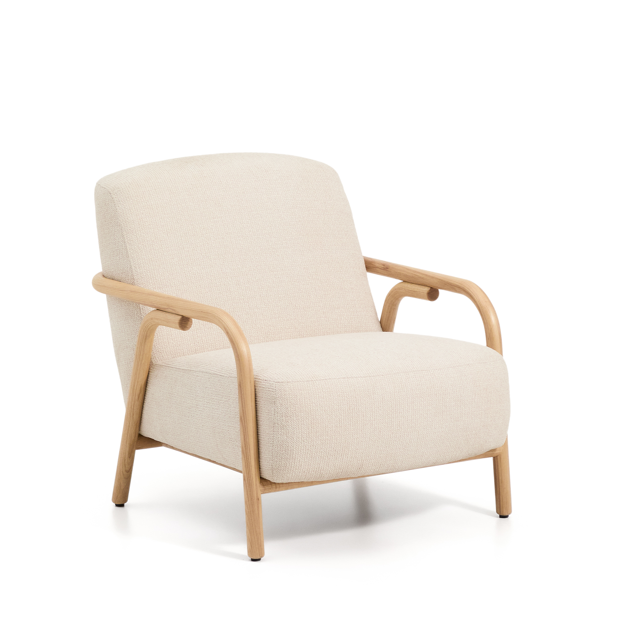 Beige Sylo Armlæn Chenille Natur Asketræ Kave Home Lænestol - 8447305068144