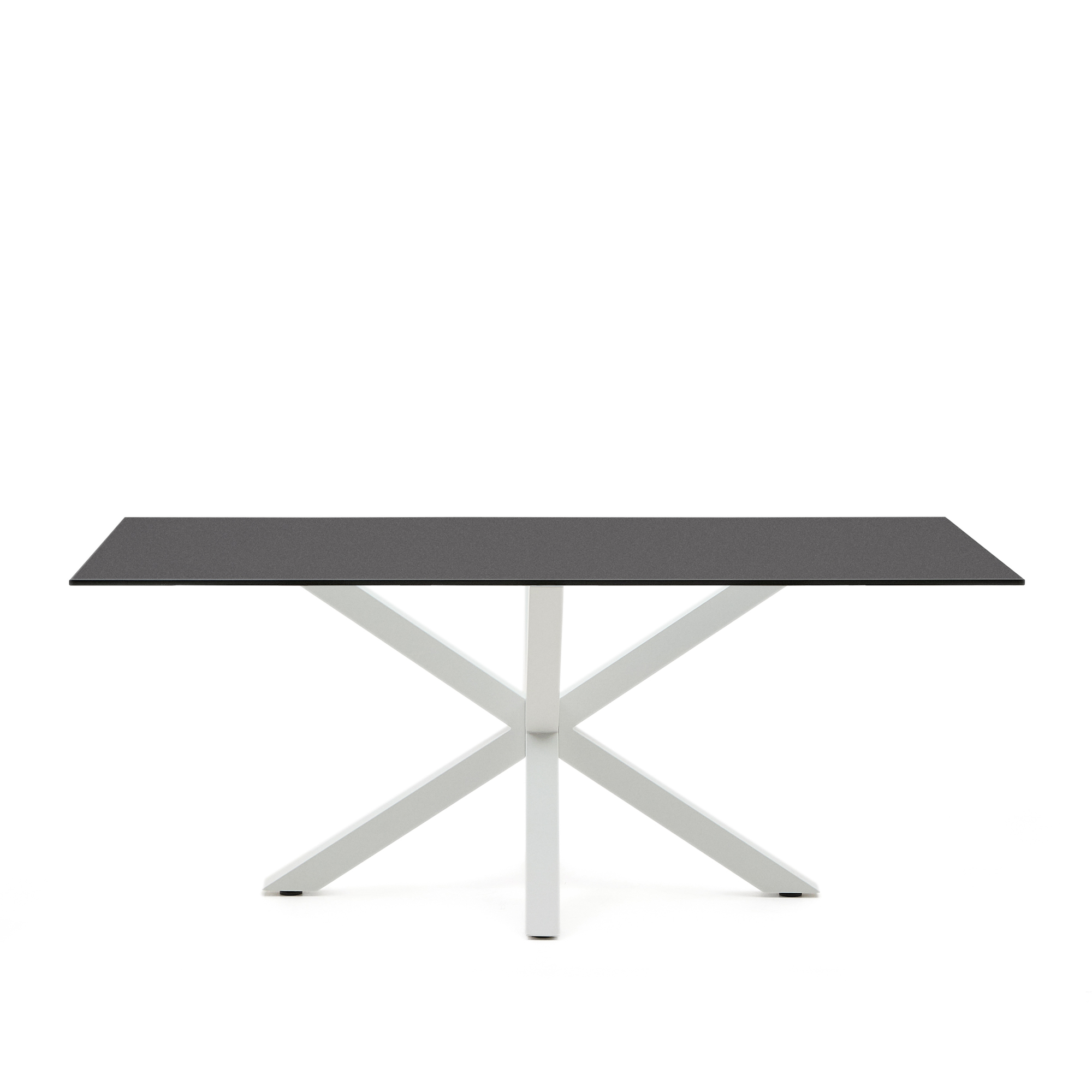 Hvid Argo Rektangulær Matteret Sort Glas Stål 200x100 Kave Home Spisebord - 8433840272047