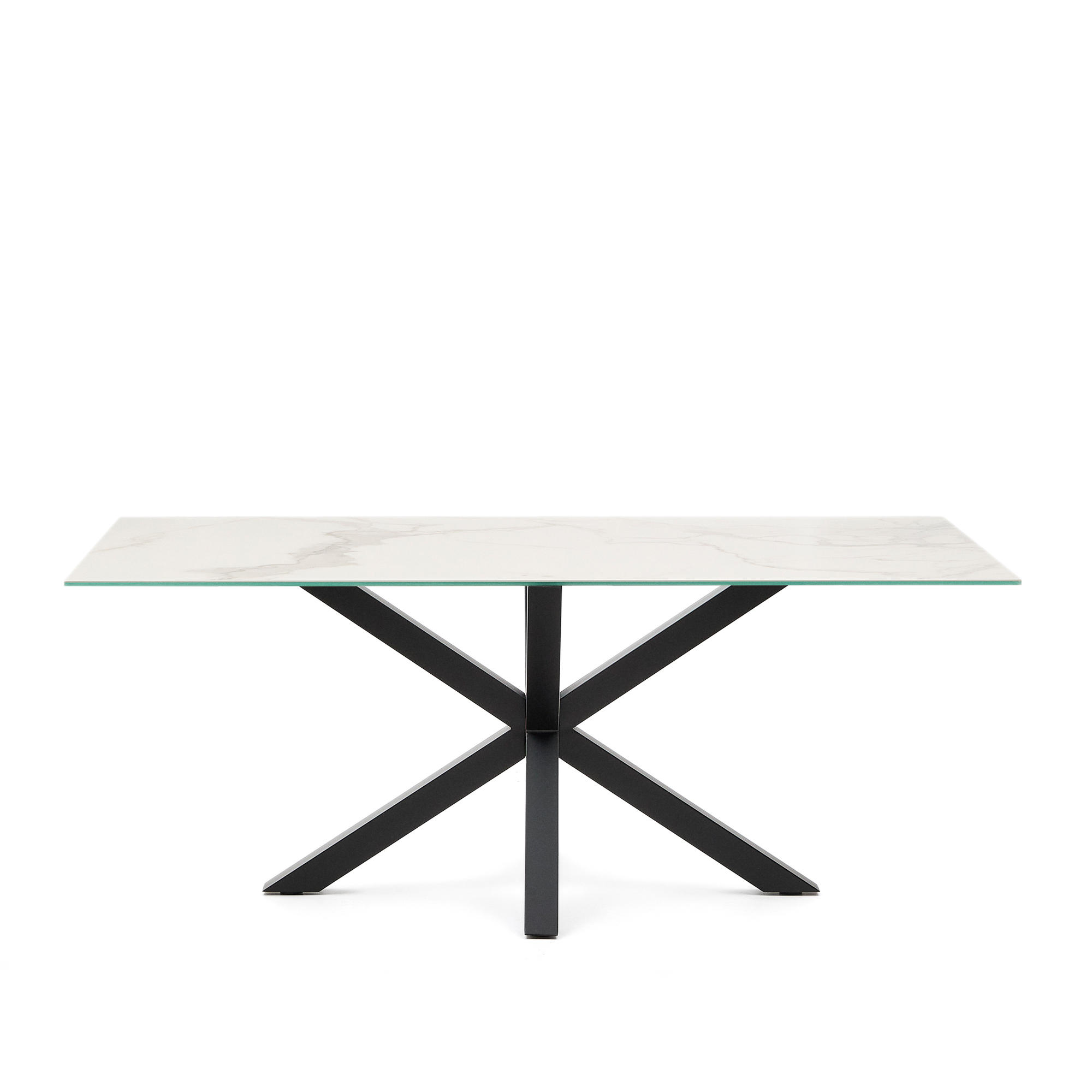 Hvid Argo Rektangulær Kalos Porcelæn Sort Stål 200x100 Kave Home Spisebord - 8433840399379