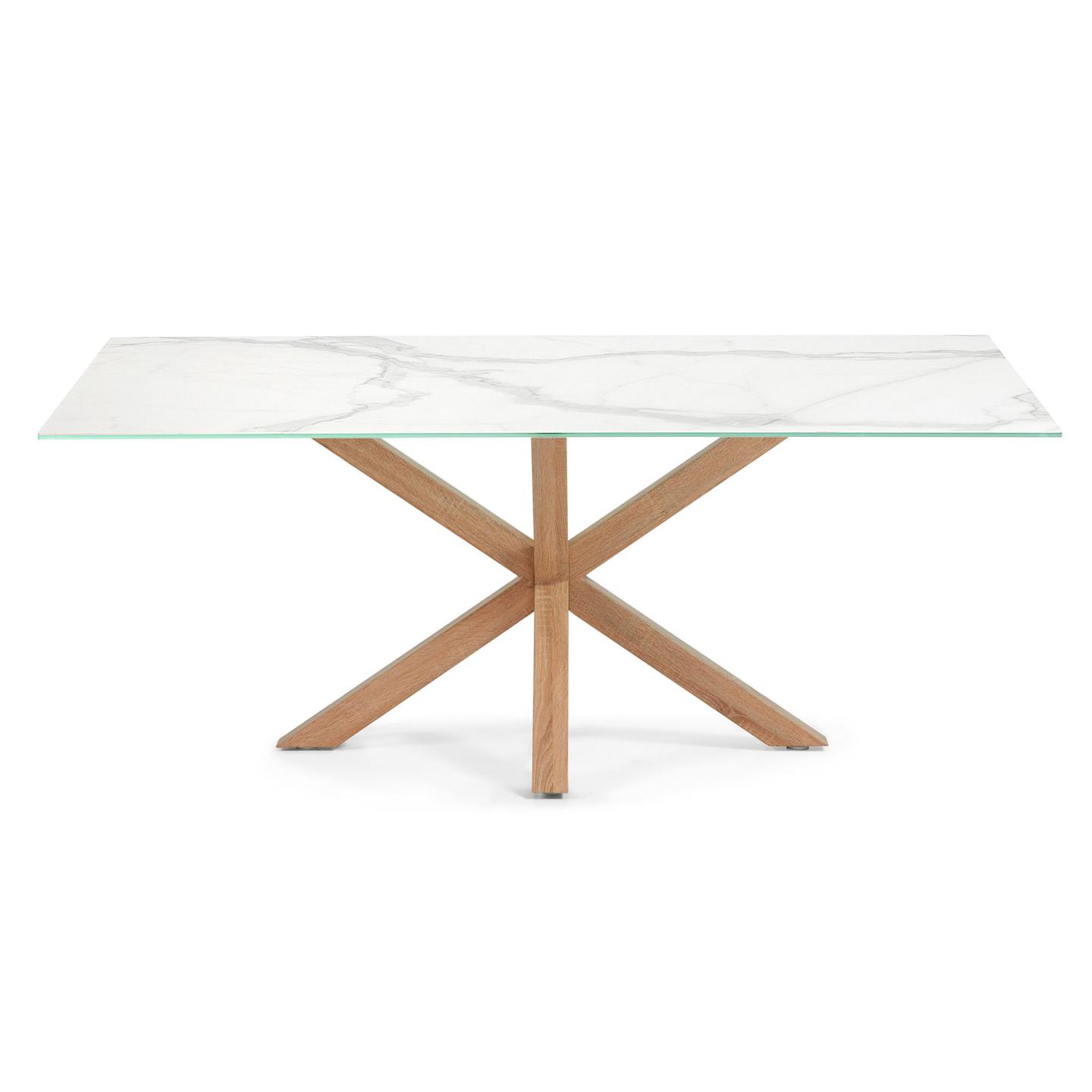 Hvid Argo Rektangulær Porcelæn Natur Stål Med Træeffekt 200x100 Kave Home Spisebord - 8433840399386