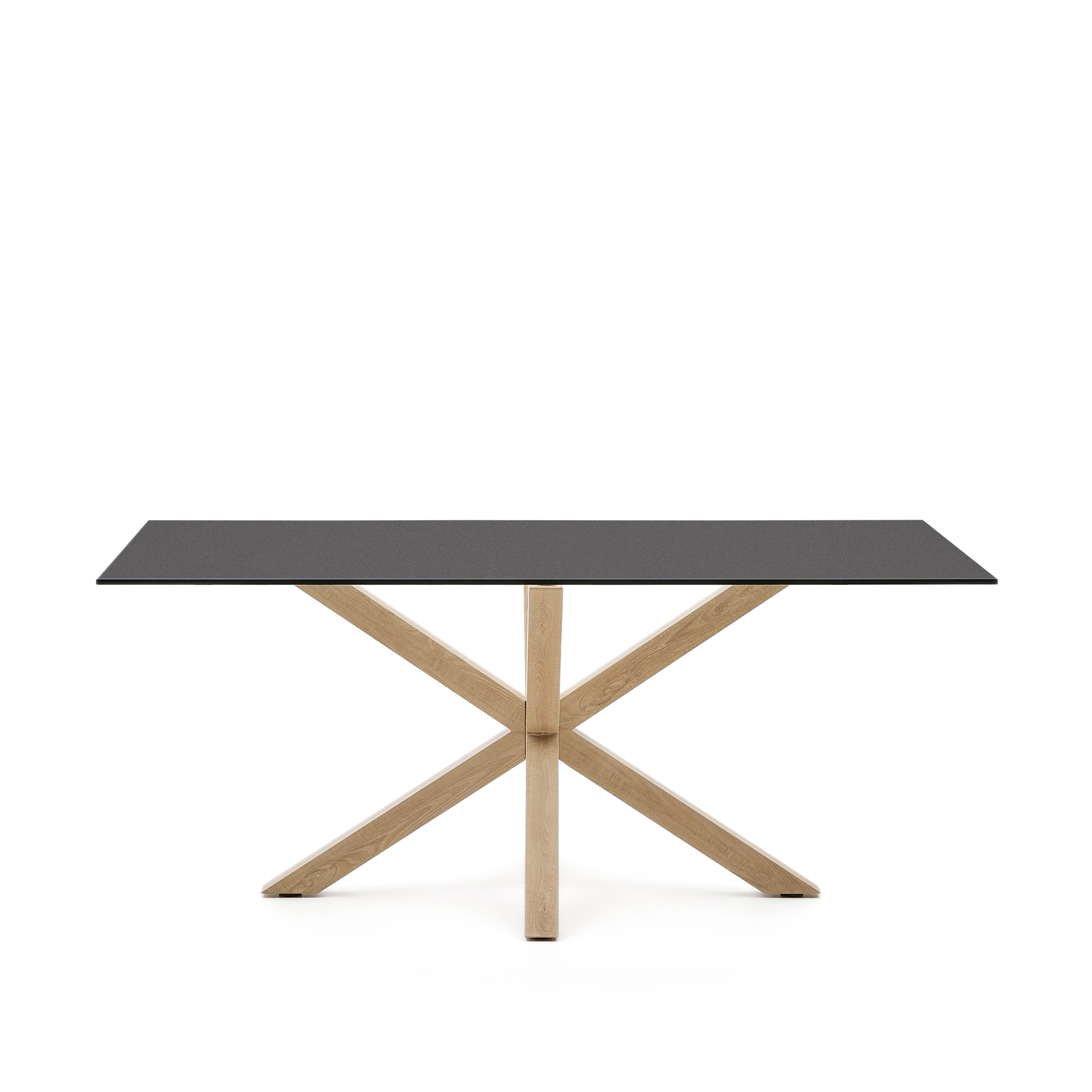 Sort Argo Rektangulær Matteret Glas Stål Med Sonoma Træfinish 180x100 Kave Home Spisebord - 8433840273020