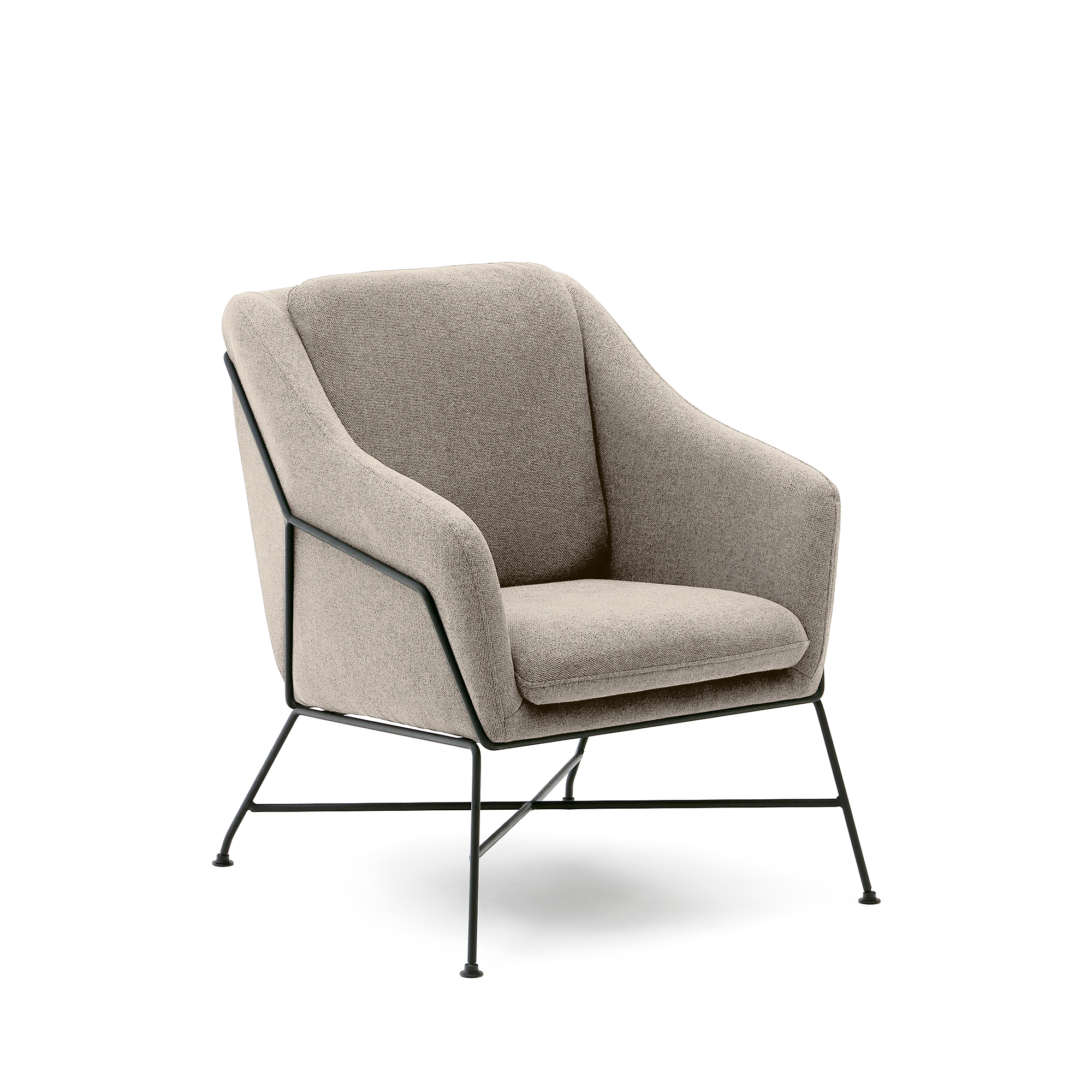 Sort Brida Armlæn Beige Stof Stål Kave Home Lænestol - 8433840918204