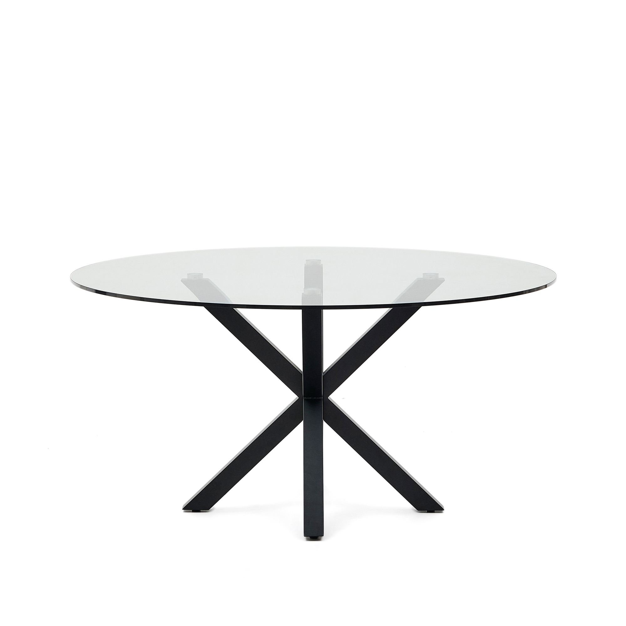 Sort Argo Rund Klar Glas Stål Ø150 Kave Home Spisebord - 8433840918495