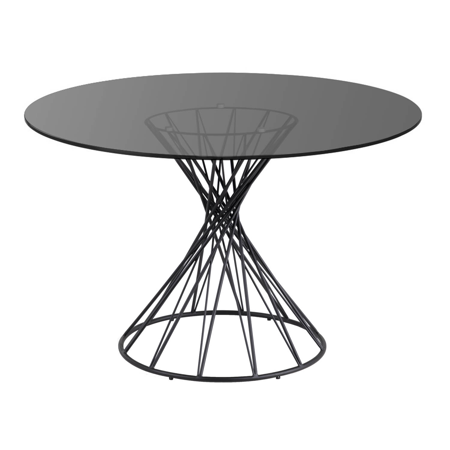 Sort Niut Rundt Mørkt Glas Stål 120 Kave Home Spisebord - 8433840563596