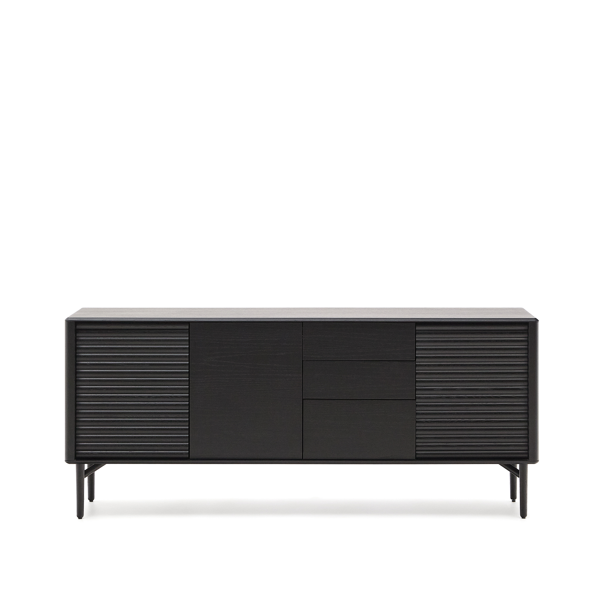 Sort Lenon Låger Skuffer Hylder Egefinr Egetræ 200x86 Kave Home Skænk - 8433840929460