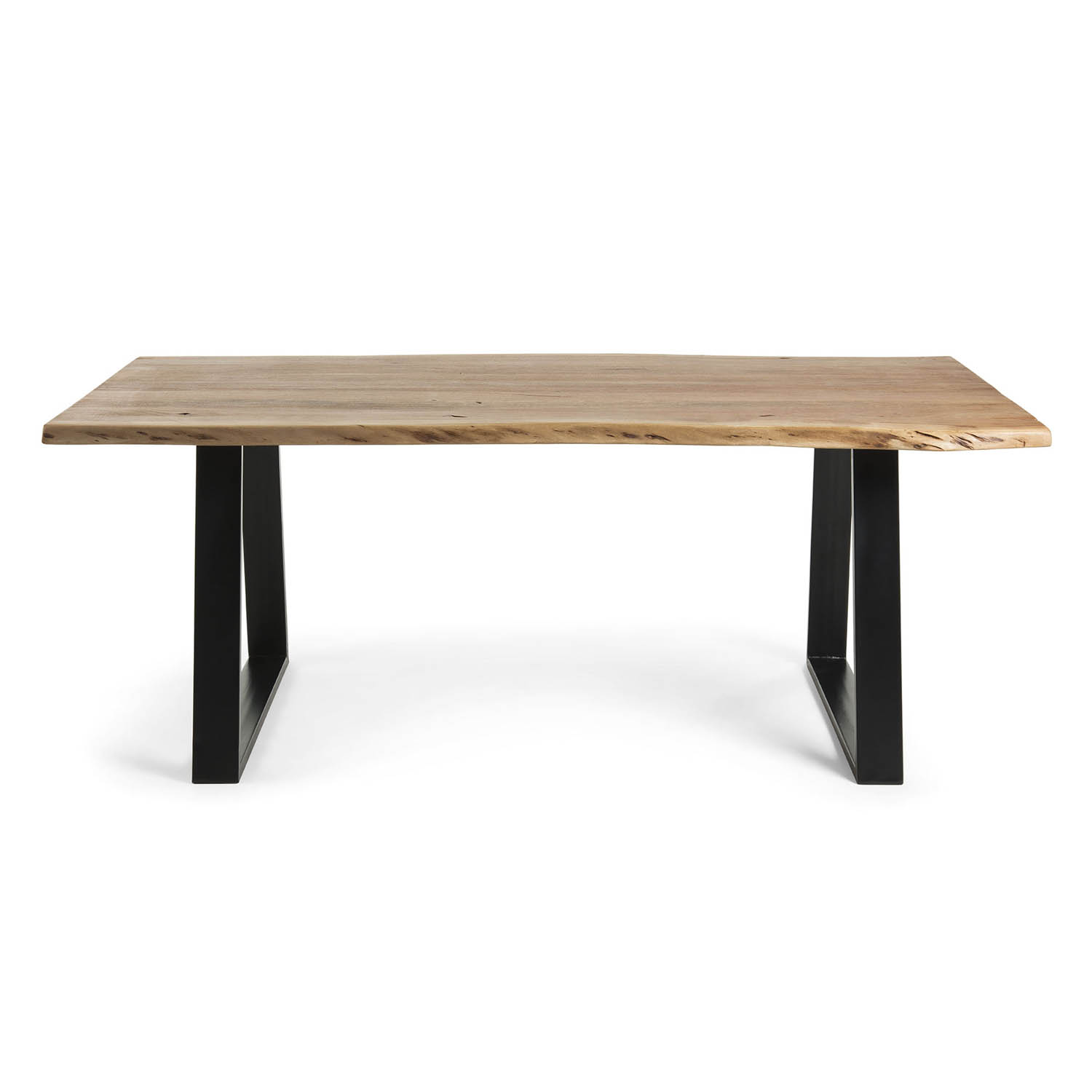 Sort Sono Rektangulært Massivt Natur Akacietræ Metal 180x90 Kave Home Spisebord - 8433840609454