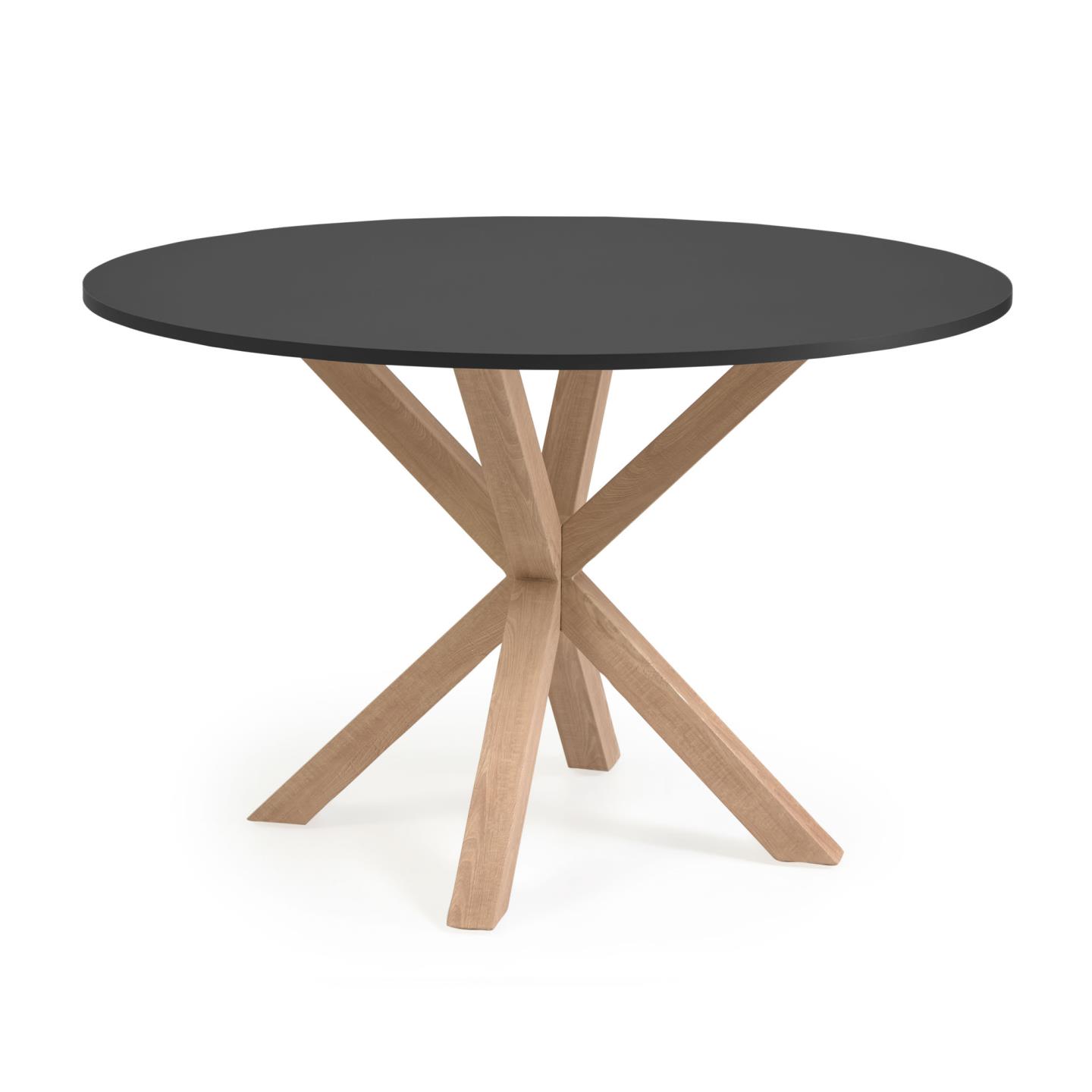Sort Fuld Argo Rund Træ Natur Stål Med Træeffekt Ø120 Kave Home Spisebord - 8433840674506
