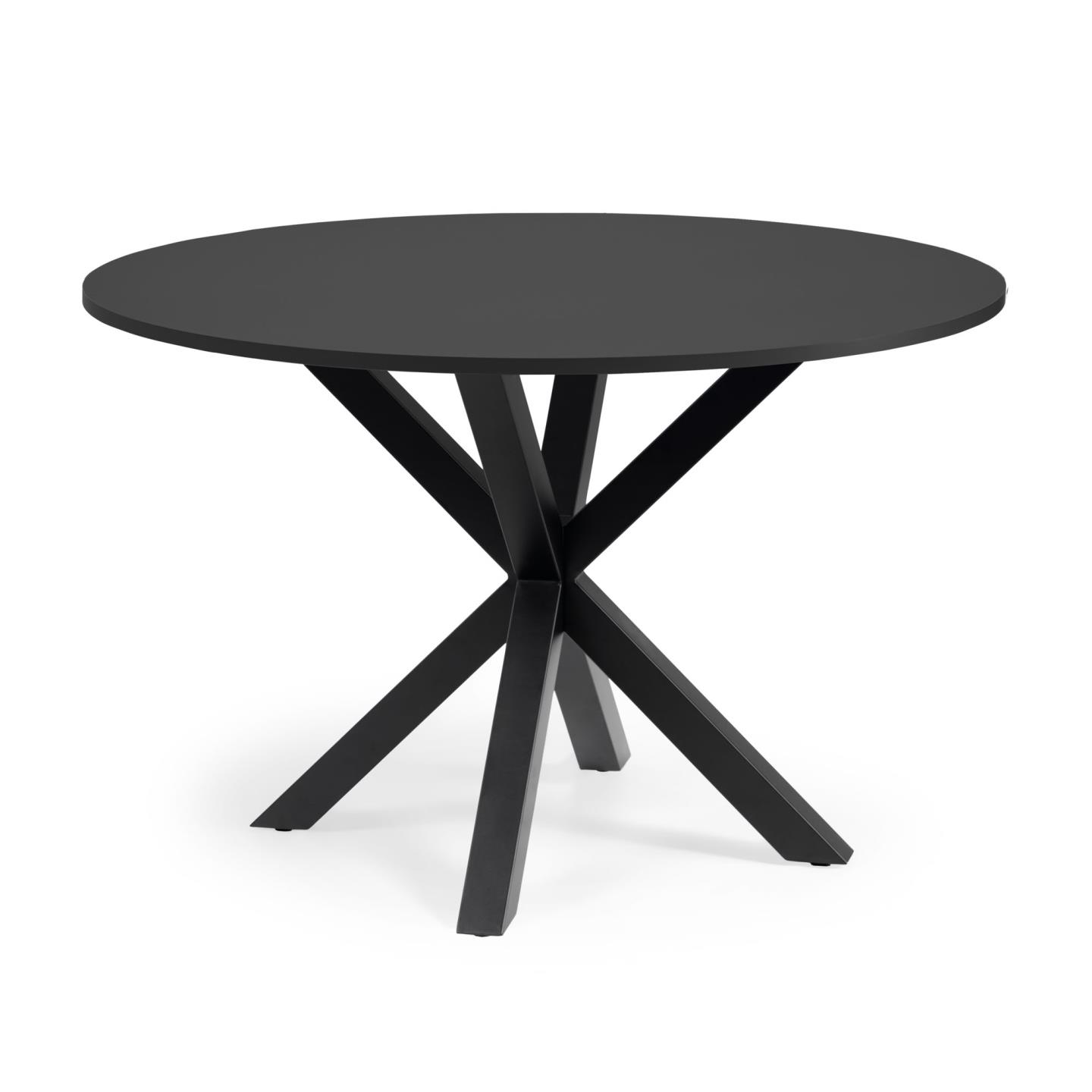 Sort Fuld Argo Rund Træ Stål Ø120 Kave Home Spisebord - 8433840674513
