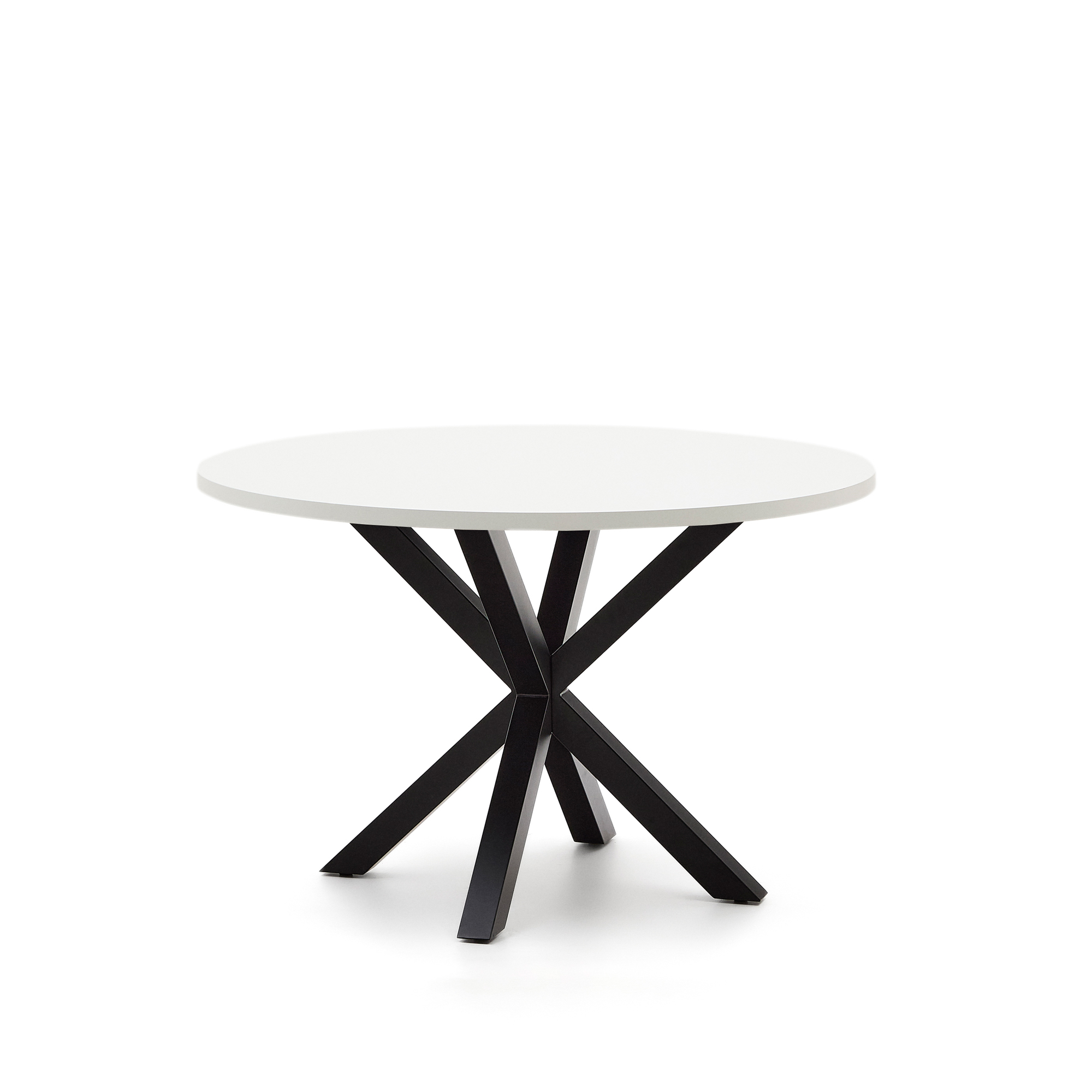 Hvid Argo Rund Melamin Sort Stål Ø120 Kave Home Spisebord - 8433840738062