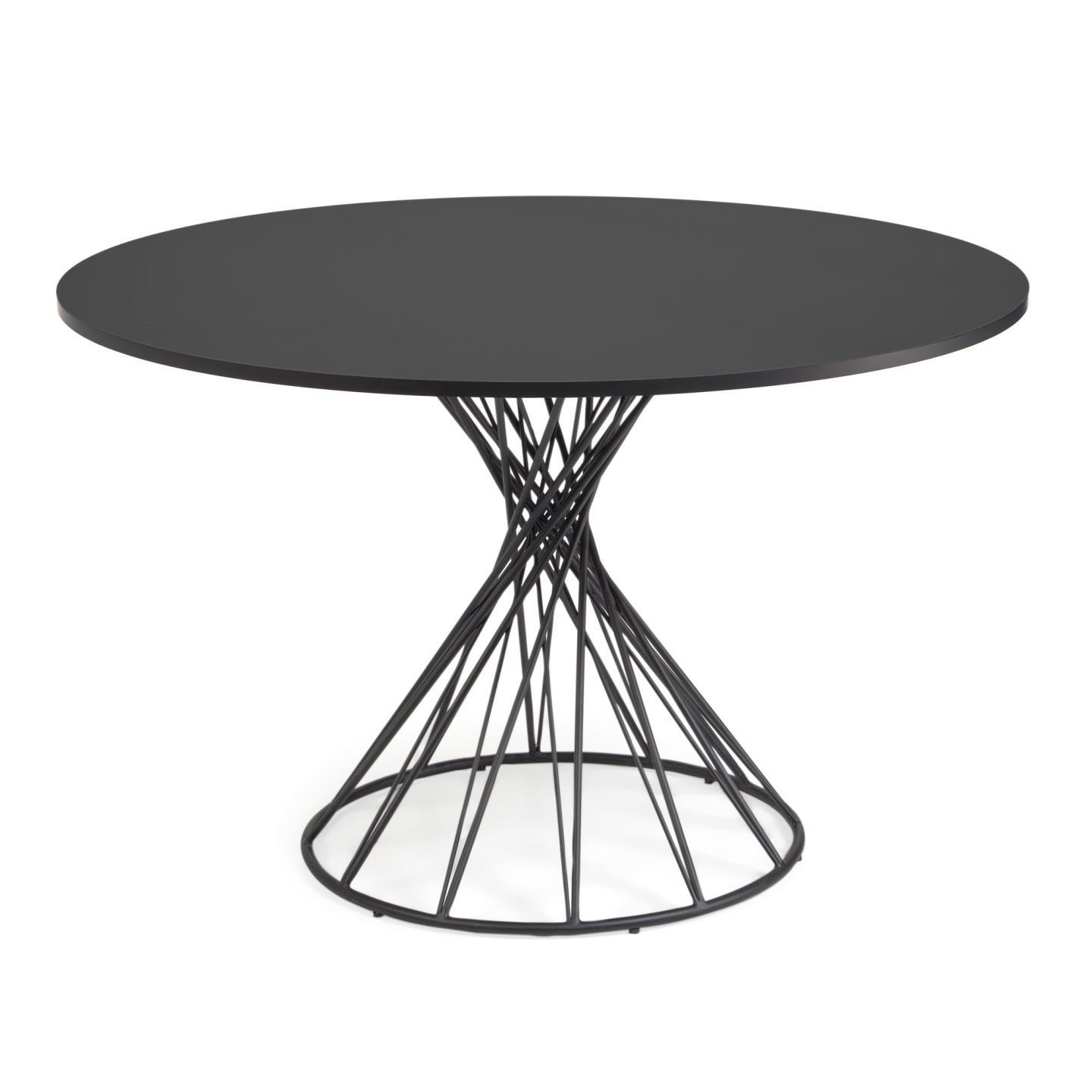 Sort Niut Rundt : 120cm Træ Mdf Med Stålben Kave Home Spisebord - 8433840674537