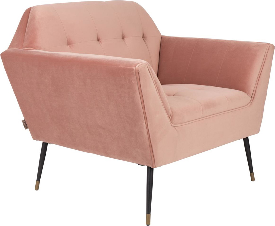 Rosa Loungestol Kate Støvet H80b95l79 Art Deco Design Med Sorte Jernben Dutchbone Lænestol - 8718548036970