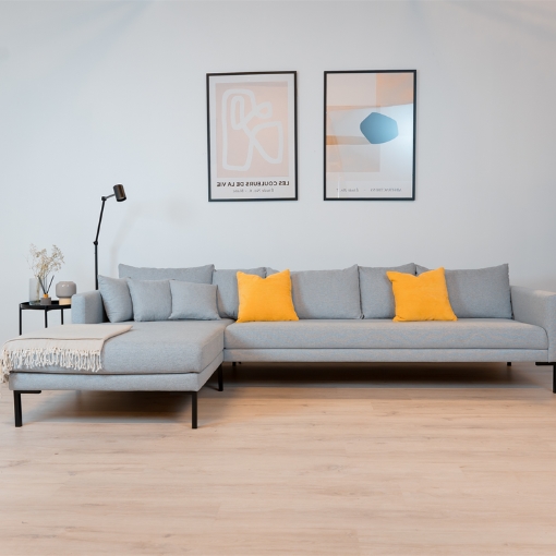 Milla Med Chaiselong Lysegrå Stof Venstrevendt Nordic Design Sofa