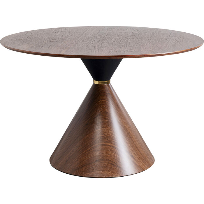 Brun Cono Rund Valnøddefarvet Finr årepapir Guld Stål Ø120 Kare Design Spisebord - 4025621878124