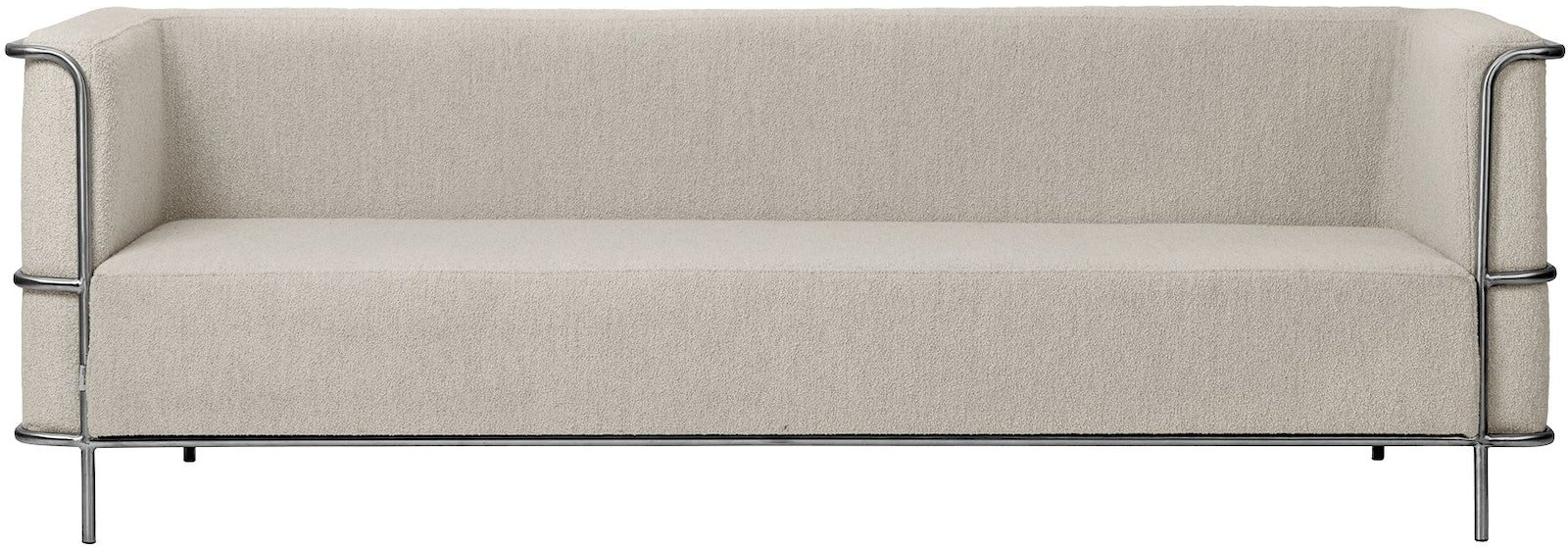 Beige Personers Modernist Boucl & Rustfrit Stål H70 B77 L220 Kristina Dam Sofa - 5710688977703