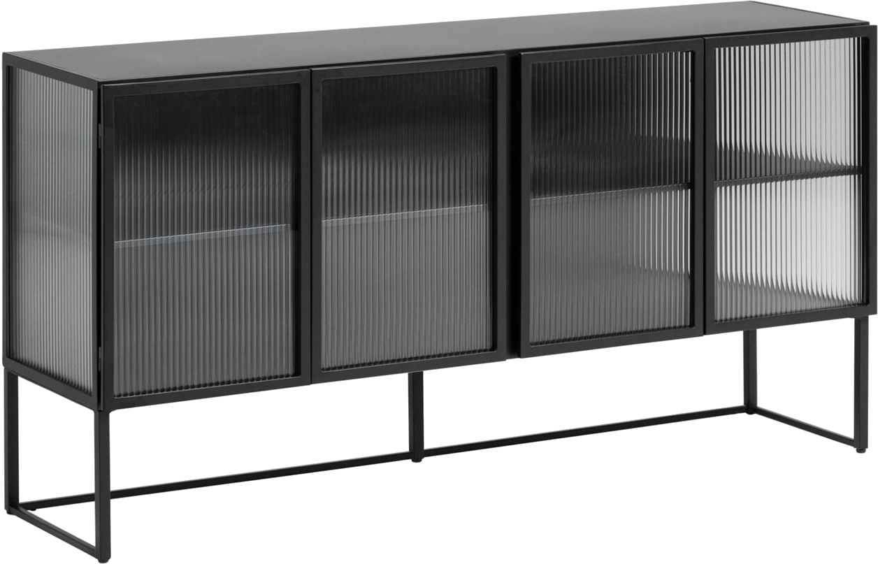 Sort Buffet Trixie Mat Stål Med Hærdet Glas 160 Kave Home Skænk - 8433840615622