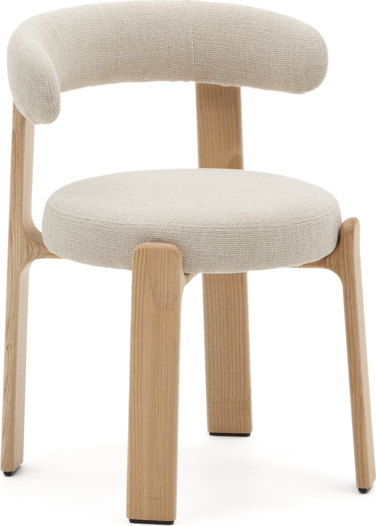 Beige/Natur Med Armlæn Granite Beige Chenille Fsc Asketræ Kave Home Spisestol - 8433840973333
