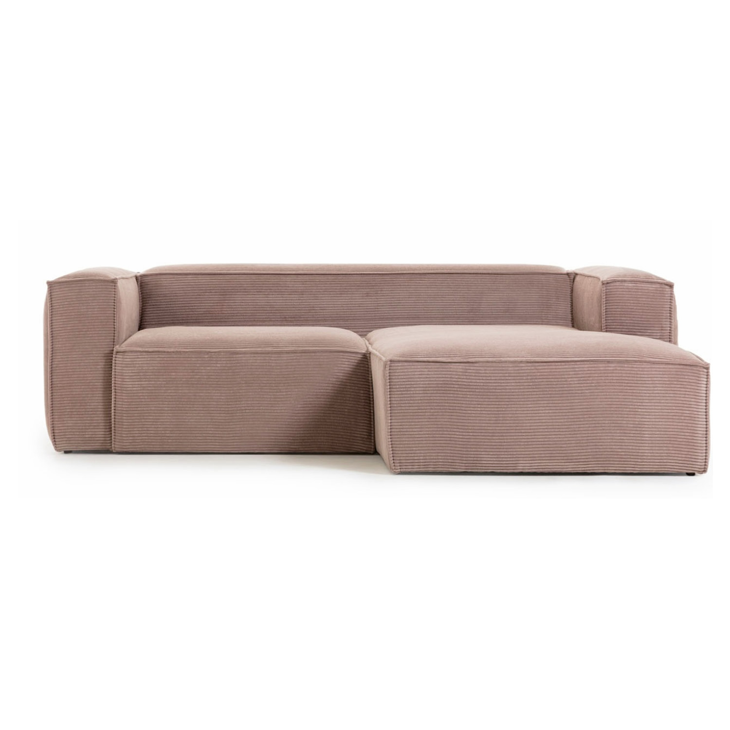 Rosa Blok Højre Chaiselong Fløjl Kave Home Sofa - 8433840570051