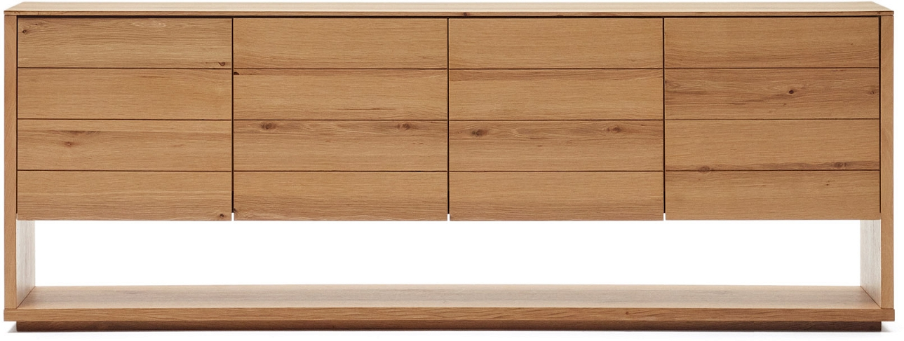 Natur Alguema 200 Mdf & Egetræsfinr Push Open Justerbare Hylder & Fødder Anti Tip System Kave Home Skænk - 8433840804392