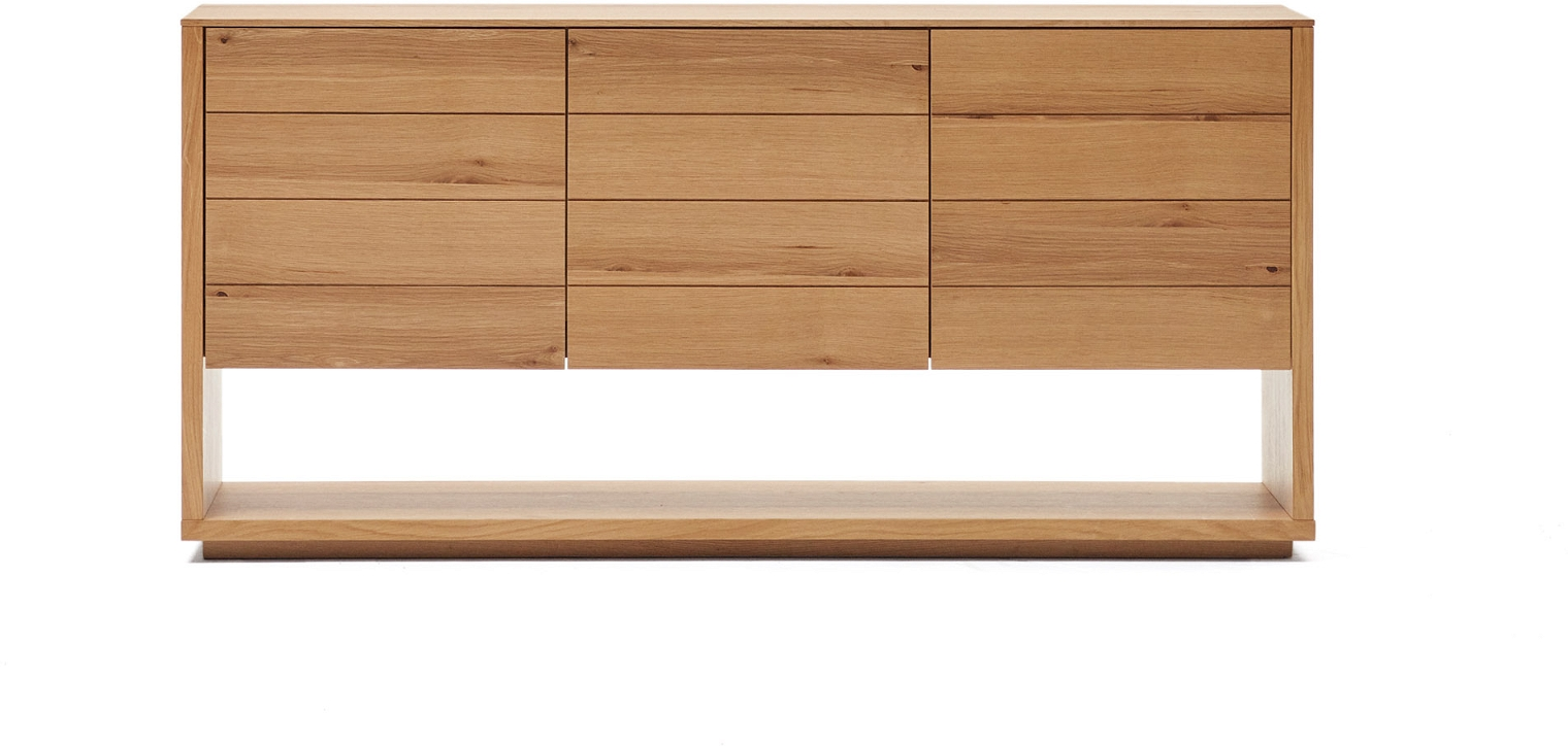 Natur Alguema Moderne Nordisk Mdf Med Egetræsfiner Tre Skabe Med Push Open Blød Lukning 151x40x74 Kave Home Skænk - 8433840804439