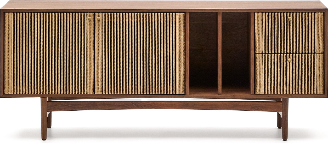 Mørk Natur Elan Massivt Træ Sideboard B180 D45 H73 Låger Skuffer Kave Home Skænk - 8433840892306