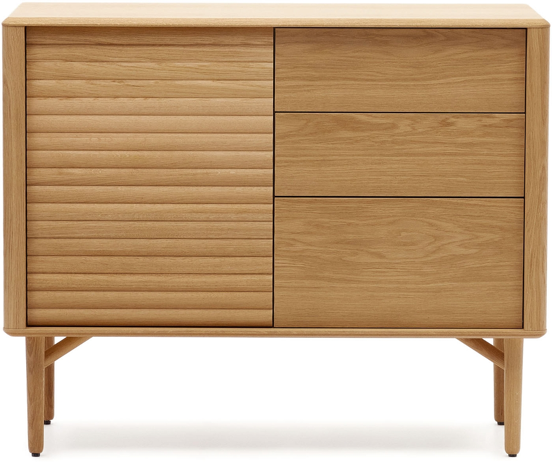 Natur Lenon Massiv & Finr Moderne Nordisk Design Med Låge Skuffer Kave Home Skænk - 8433840832395