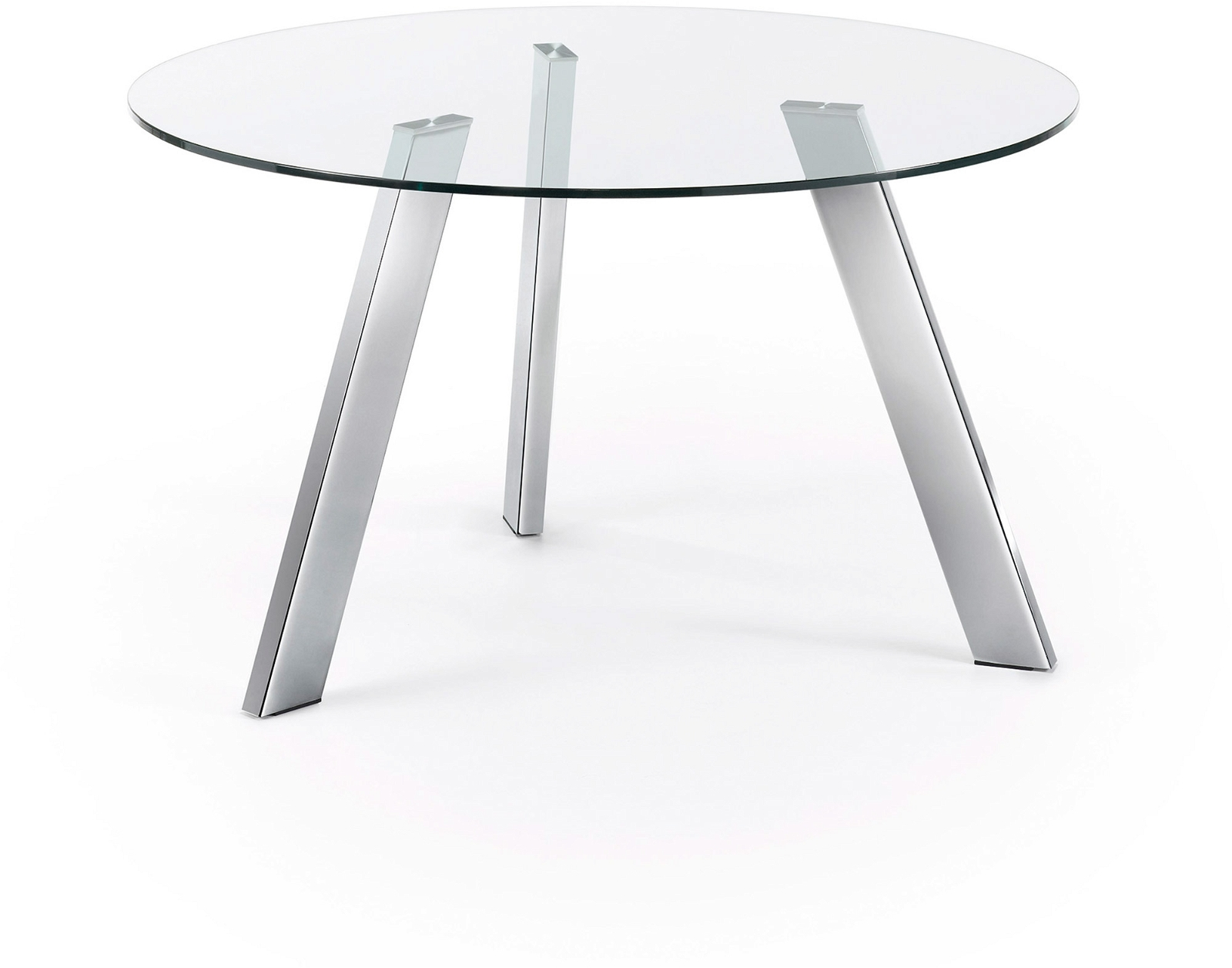 Klar/Sølv Carib 130x130 Klar Hærdet Glas Forkromede Stålben Moderne Design Kave Home Spisebord - 8433840053011