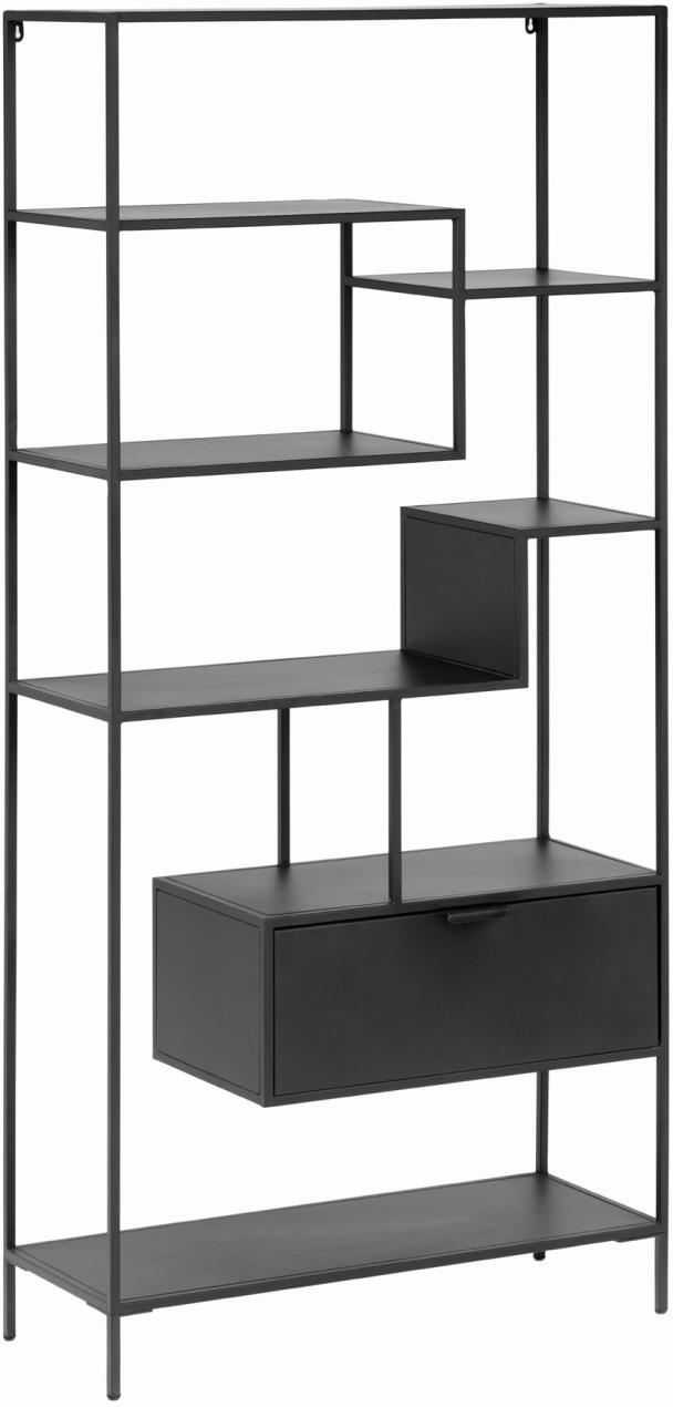 Sort Shantay Pulverlakeret Stål Med Hylder Skuffe Industrielt Design Kave Home Reol - 8433840538266
