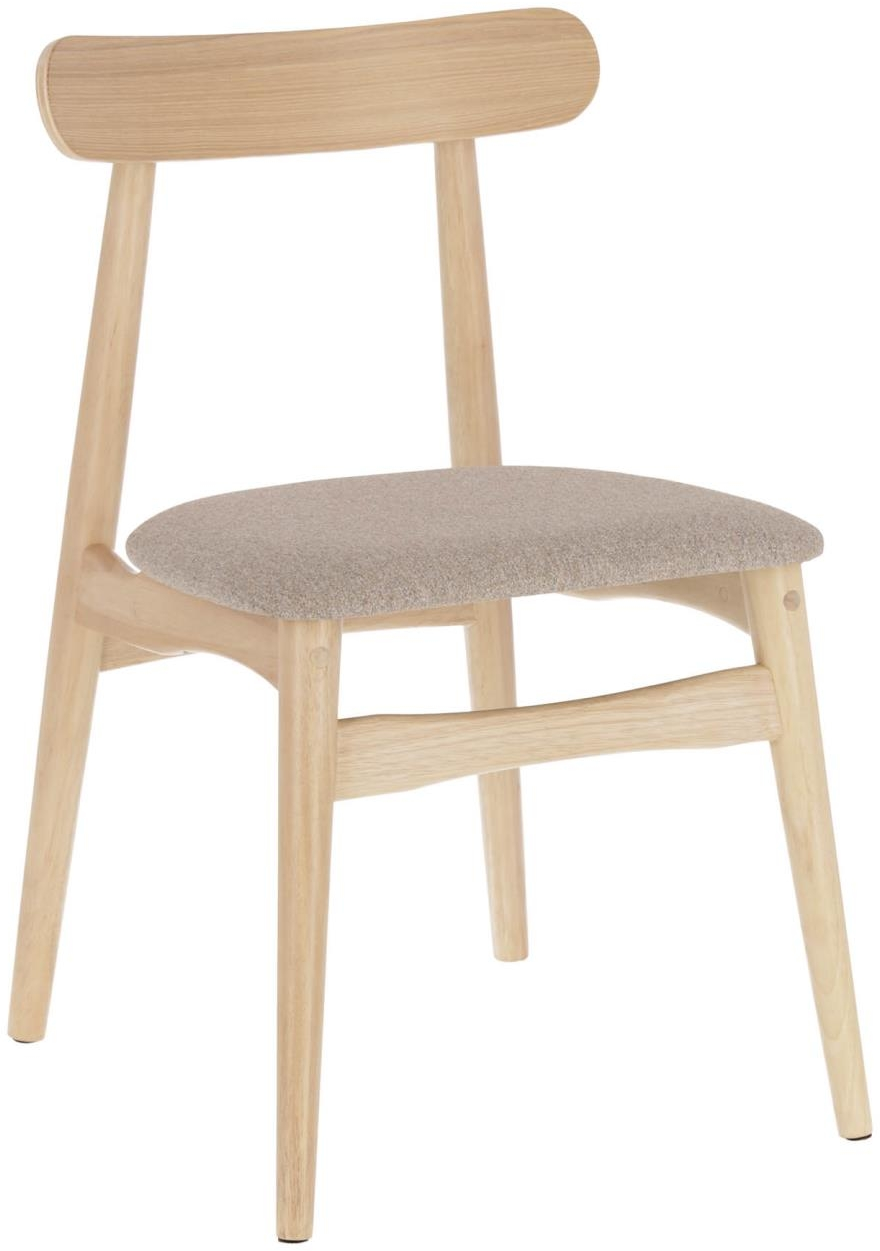 Natur/Beige Spisebordsstol Nayme Massivt Gummitræ Med Polstret Sæde Natur Beige Nordisk Design Kave Home Spisestol - 8433840603636