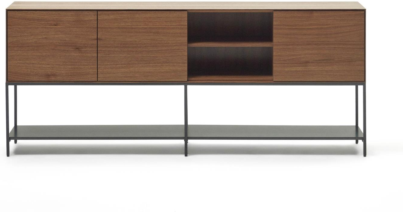 Sort Sideboard Vedrana Mørk Natur Finr Med Soft Close Justerbare Stålben 195x40x80 Kave Home Skænk - 8433840805290
