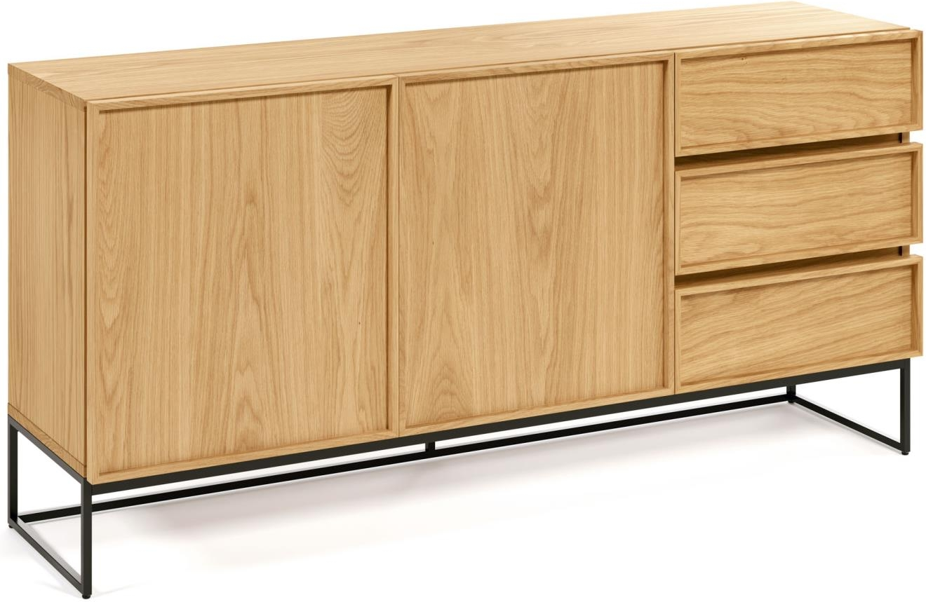 Natur Taiana 160x42x78 Egefiner & Stålramme Med Soft Close Moderne Nordisk Design Kave Home Skænk - 8433840661414
