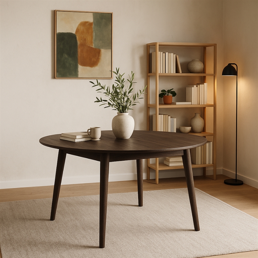 Luna Rundt Røget Olieret Egetræ Ø118 Med Udtræk Wood By Nordic Spisebord